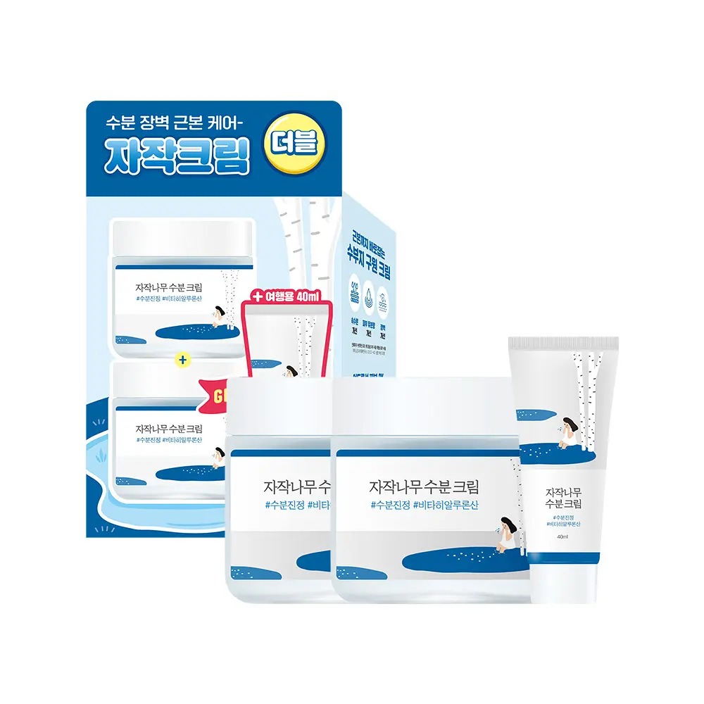 Round Lab Birch Juice Moisturizing Cream 白樺樹水分保濕面霜80ml+80ml+40ml | Olive Young優惠套裝