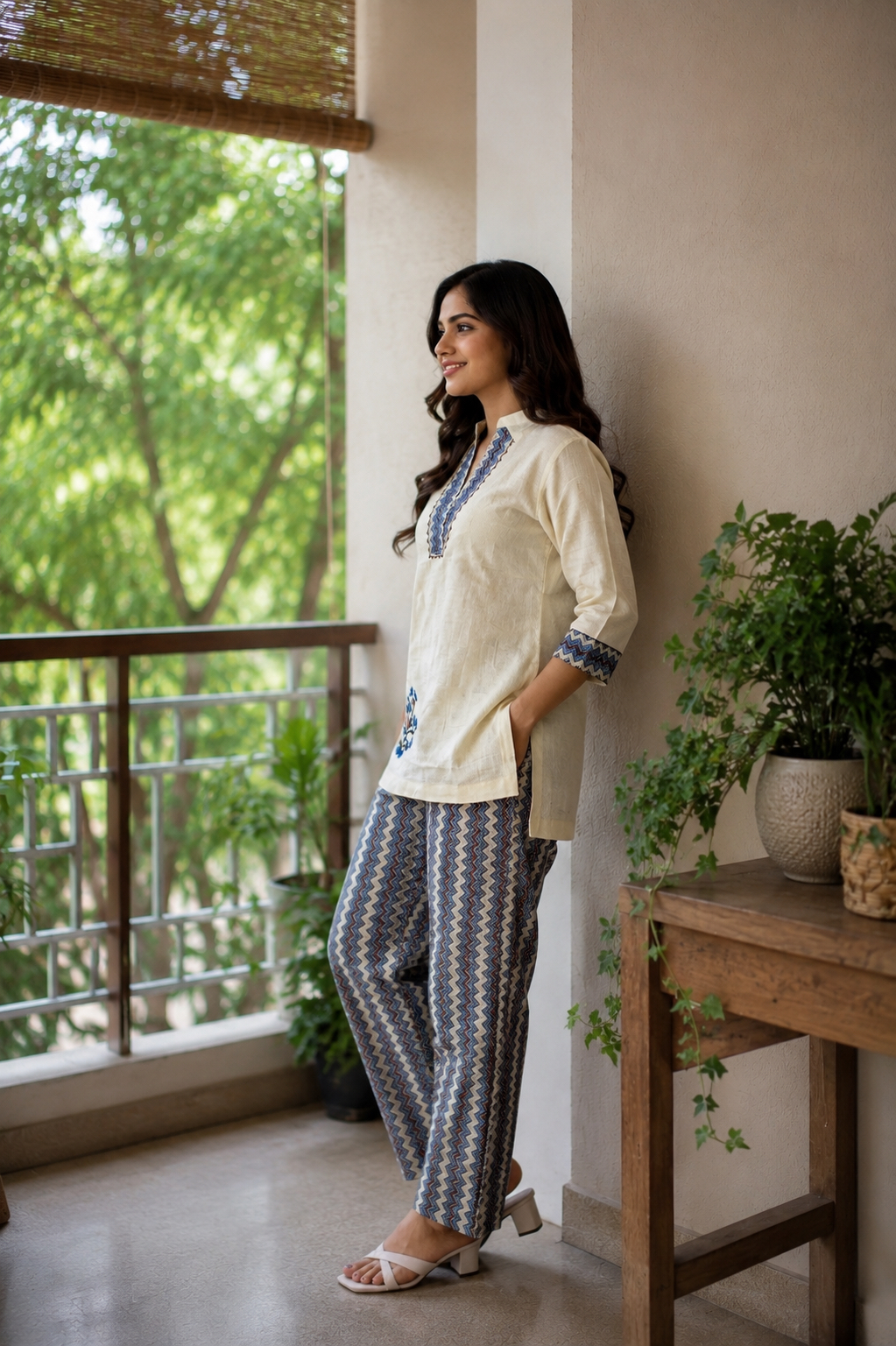 White Embroidered Co-ord set with lining