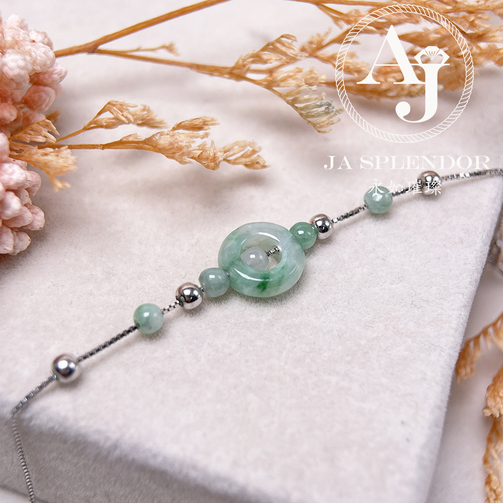D-36J 天然翡翠A玉 薄荷糖系列純銀手鏈