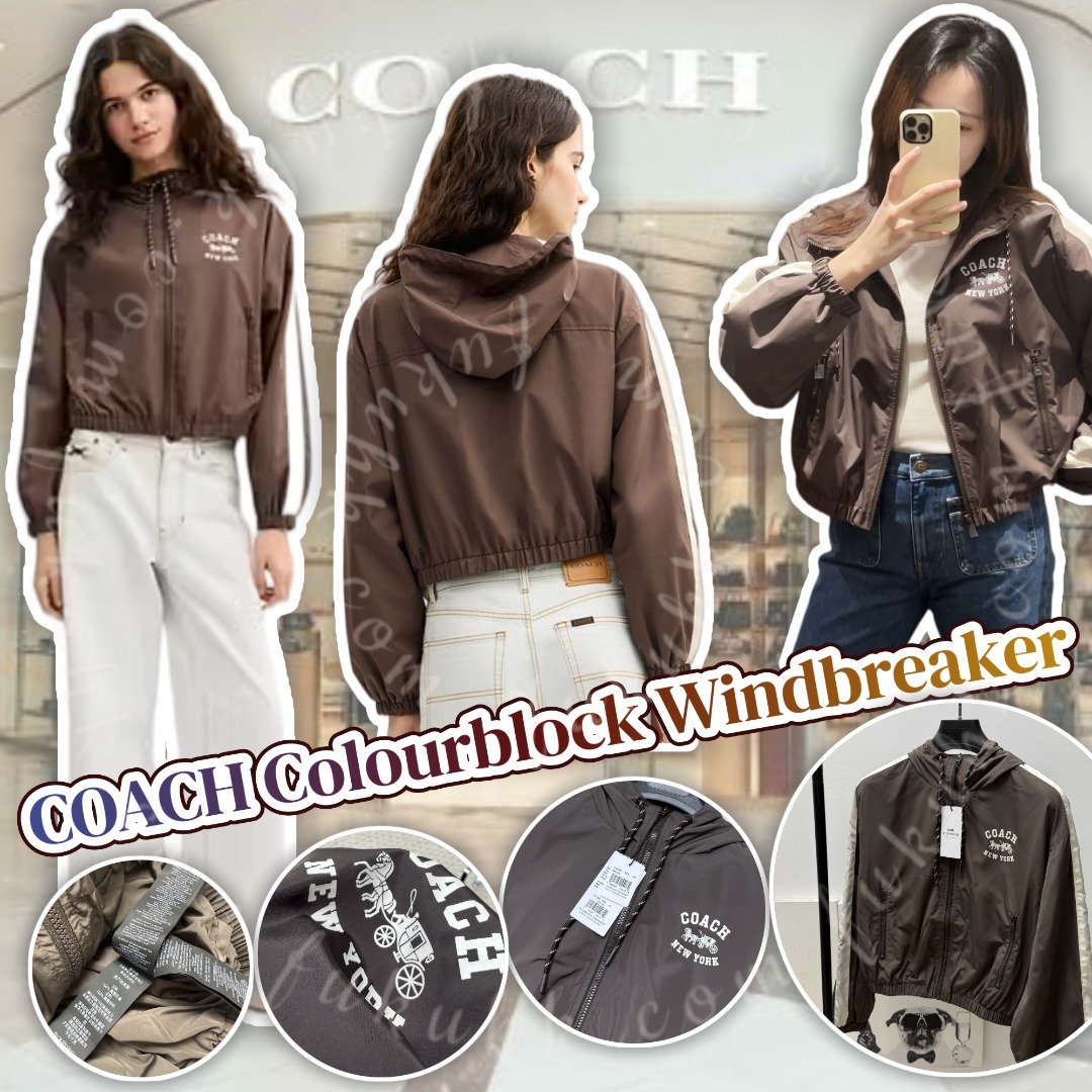 COACH Colourblock Windbreaker 拉鍊連帽外套