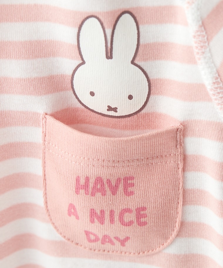 ☀️代購預訂 台灣直送☀️Miffy & Boris系列純棉人物印花條紋口袋短袖包屁衣