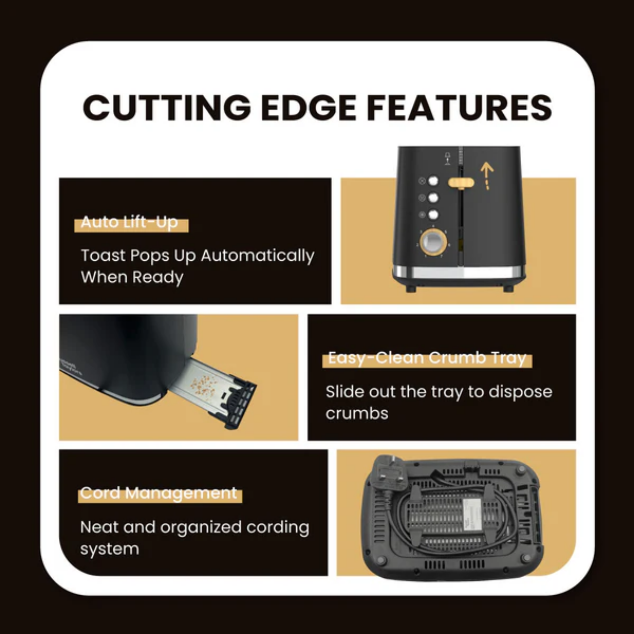 Russell Taylors 925W Noir Stainless Toaster (RT30)