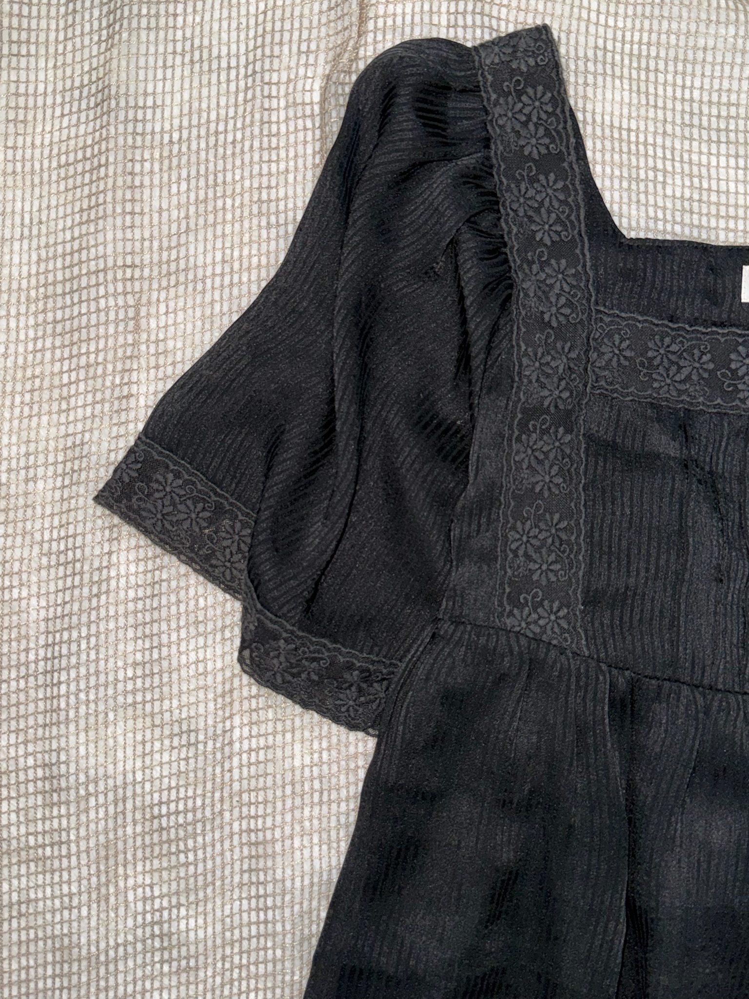 Black Embroidered Square Neck Tunic