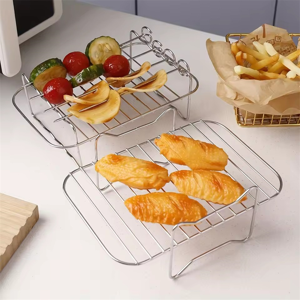 不鏽鋼雙層烤架蒸架 含4支烤簽 UB0264