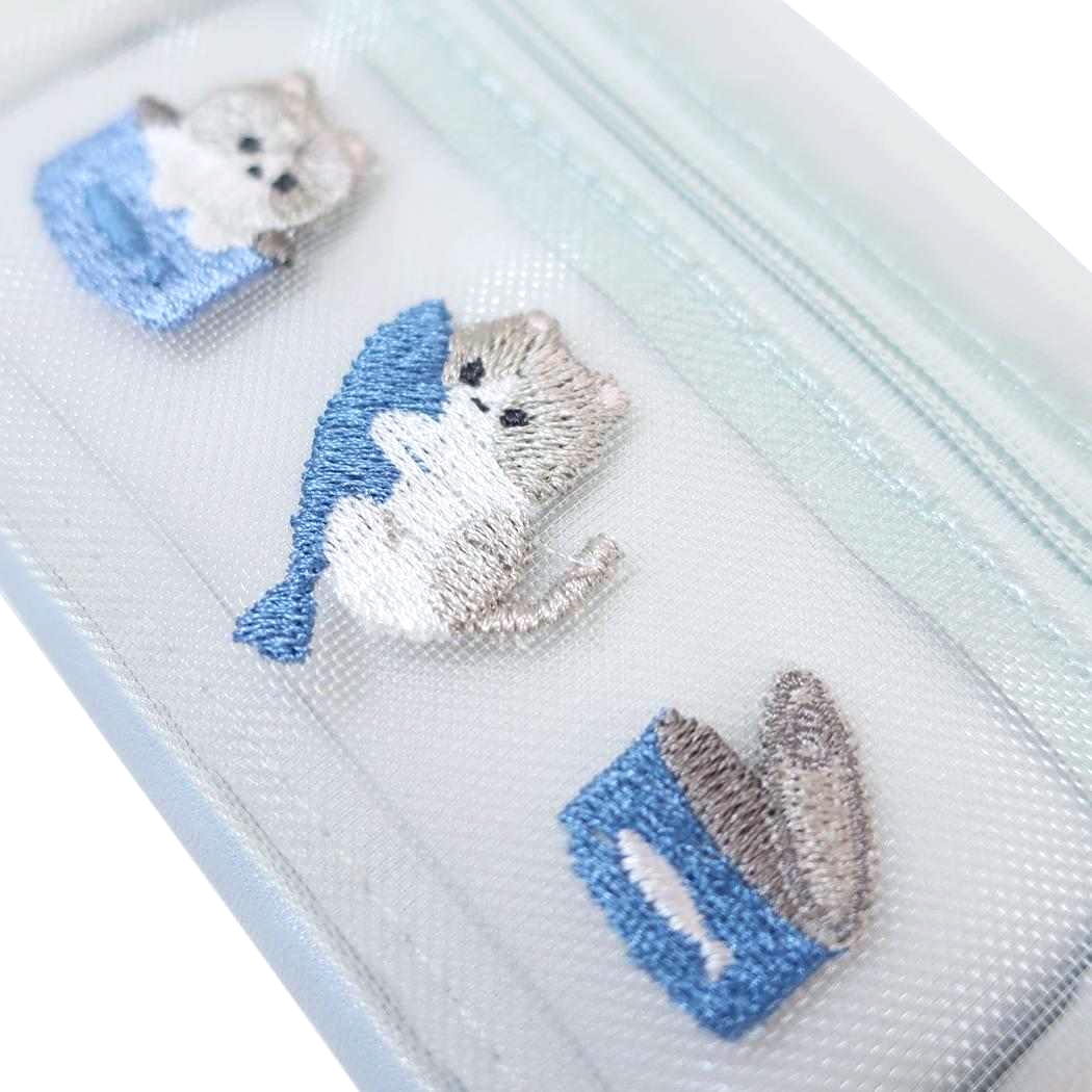 現貨｜日本 Q-LiA 貓貓 刺繡 網袋小袋 / 紙巾袋 (09563)