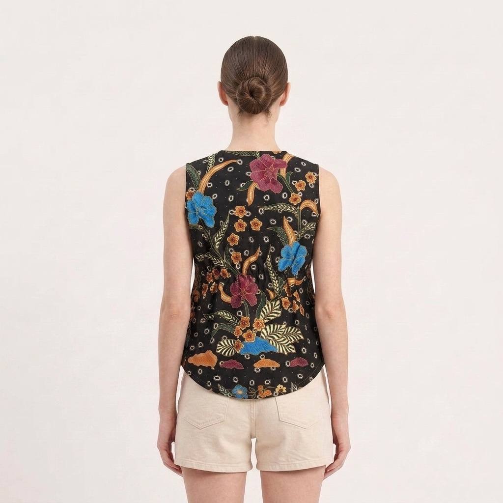 T3430 - Knotted Sleeveless Batik Top 