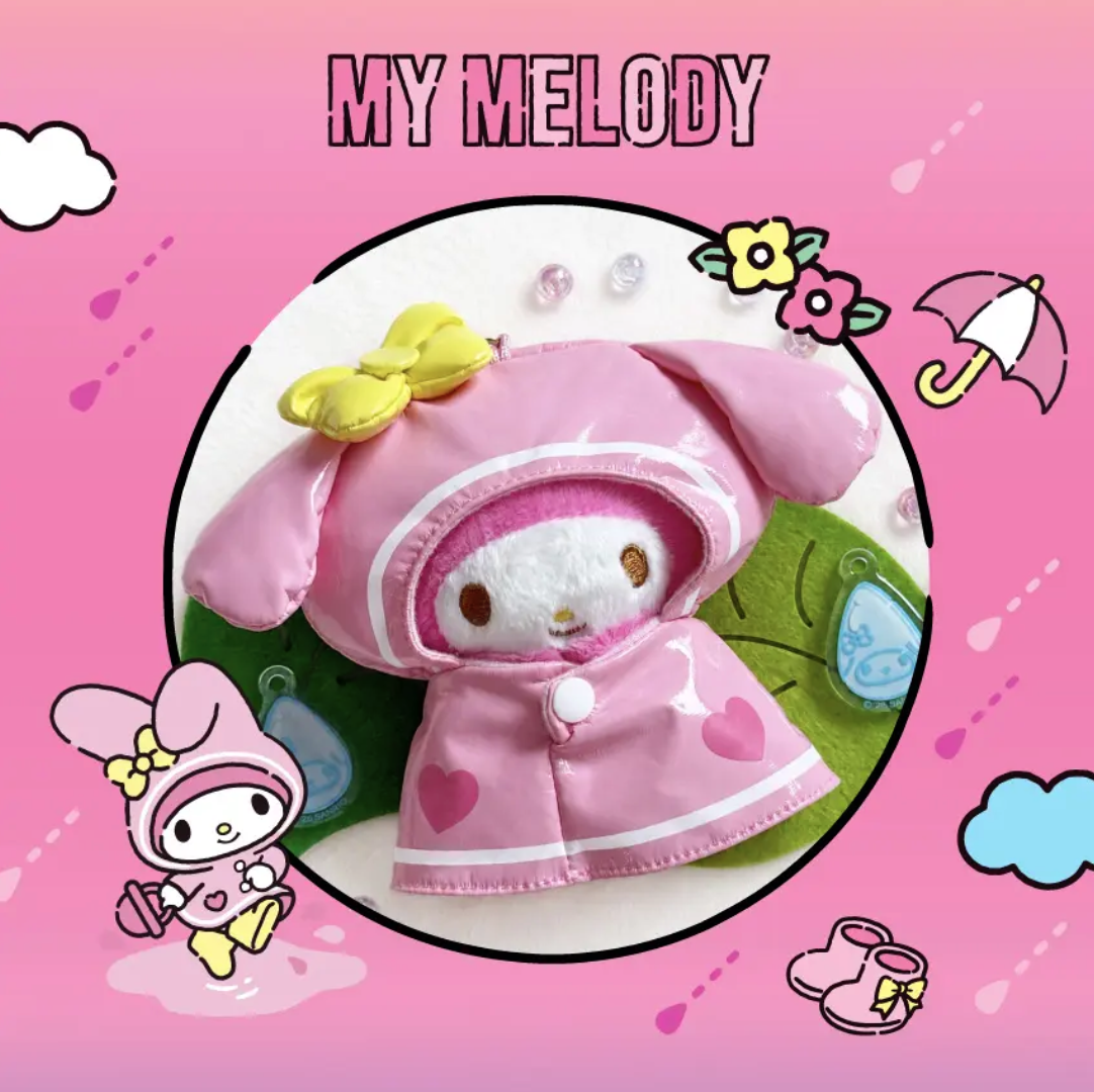 韓國Olive Young x Sanrio 角色 雨衣造型 公仔吊飾鎖匙扣 ｜Rainy Day Plush Keyring