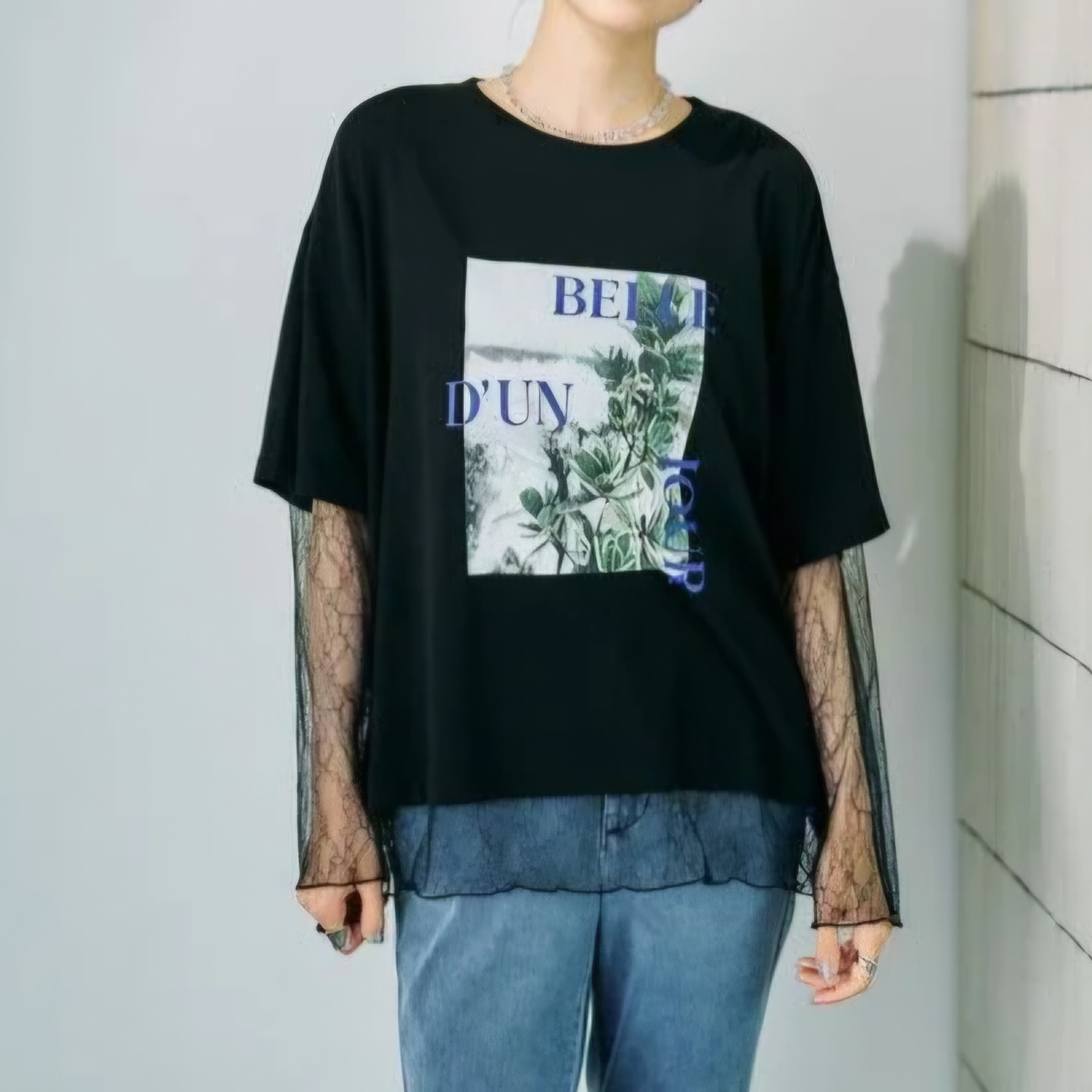 【✨️日本🇯🇵 pre-order 薄紗lace tee✨️】 【共4色 | Free Size | 粉藍/米白/深灰/黑色】【註：深灰 | 日本6月下旬出貨】