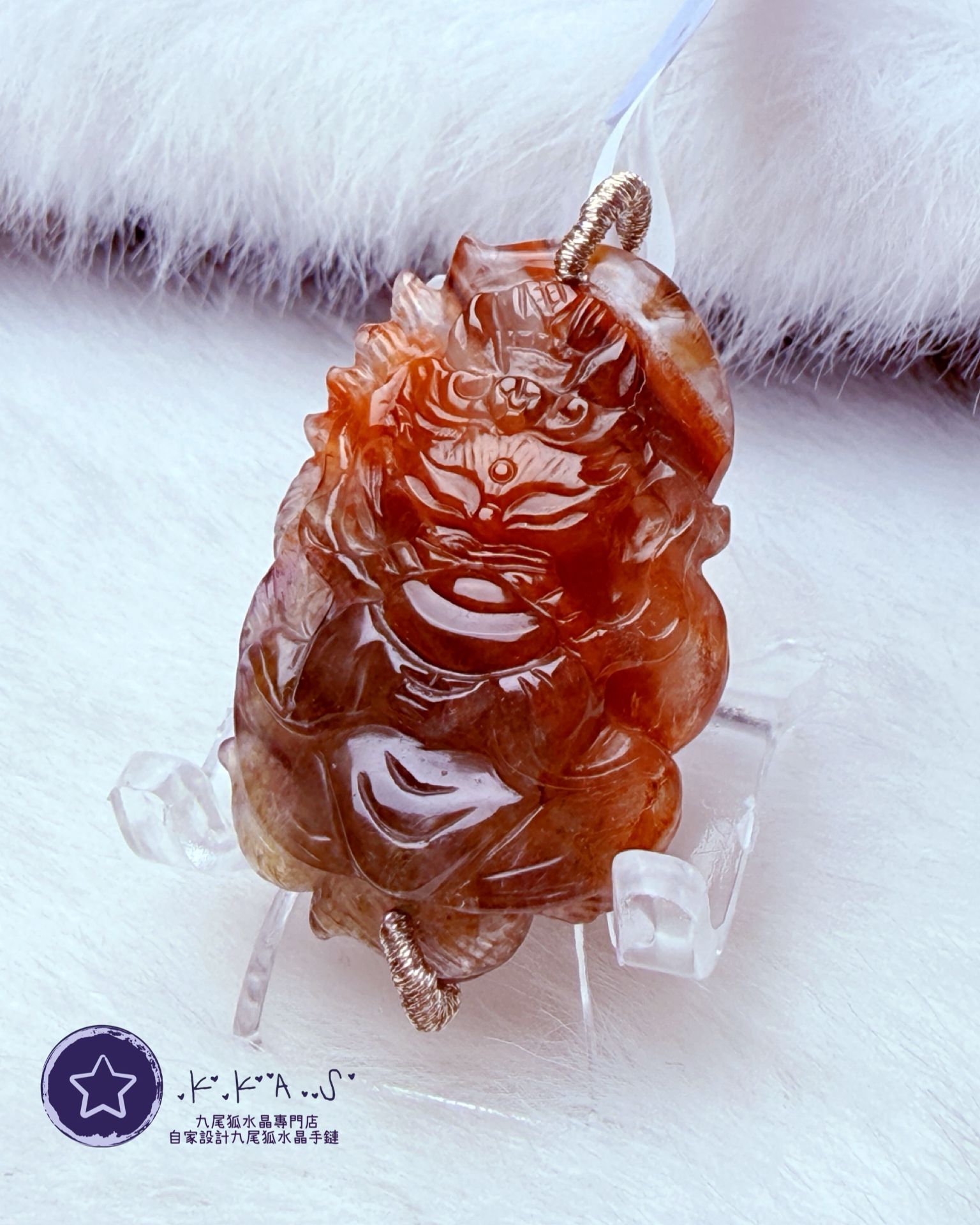 K00226 紅極光 鳳凰狐 - 吊墜/手牌兩用款