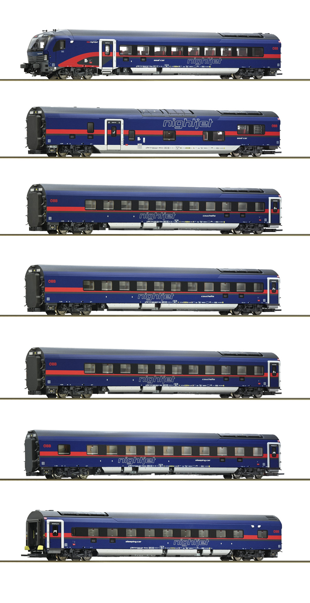 ÖBB Nightjet 7pcs DCC & Light Spur-HO ROCO 5510004