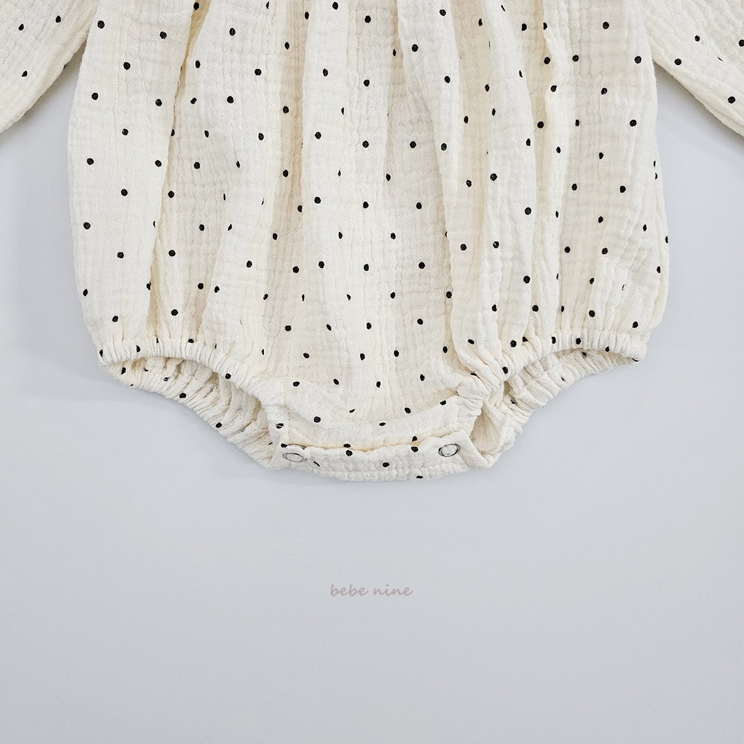 🌸預訂 韓國直送🌸🇰🇷Bebenine兩色波點花邊大絲帶棉紗長袖包屁衣