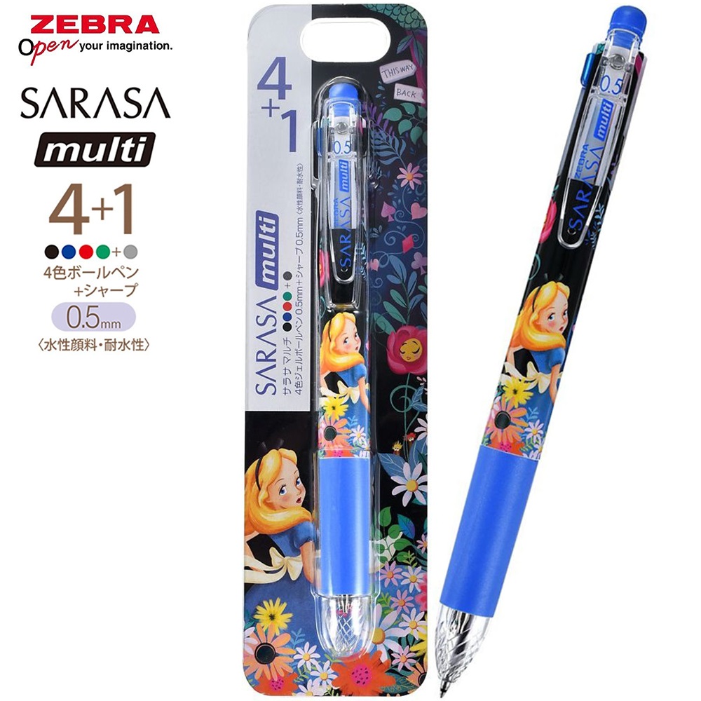 現貨｜【日本 Disney Store 限定】Alice 愛麗絲 日本製 Zebra SARASA multi 4+1 多功能5用筆 4色啫喱筆+鉛芯筆 214040