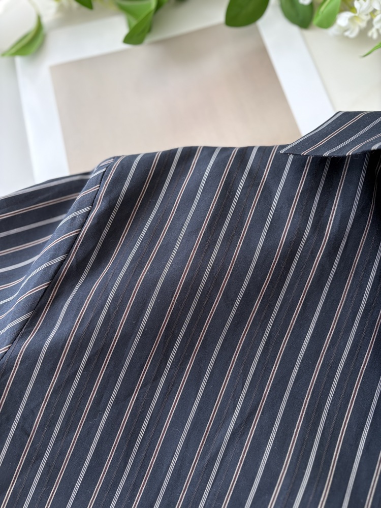 Striped Oversize Shirt (Navy)