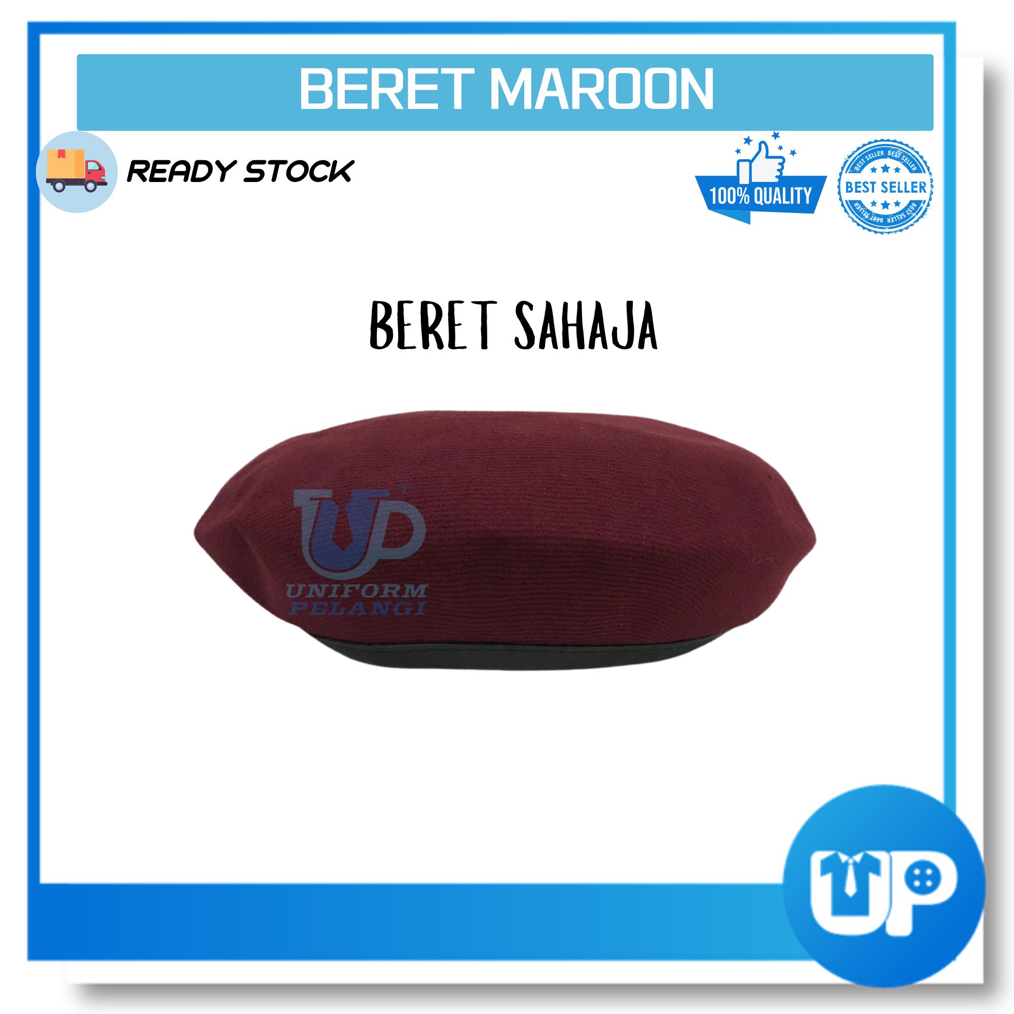 Beret Kosong Kadet Sekolah Kokurikulum Topi Sahaja Pengakap Bomba Kaspa BSMM KRS TKRS Hijau Oren Maroon Biru tua Hitam