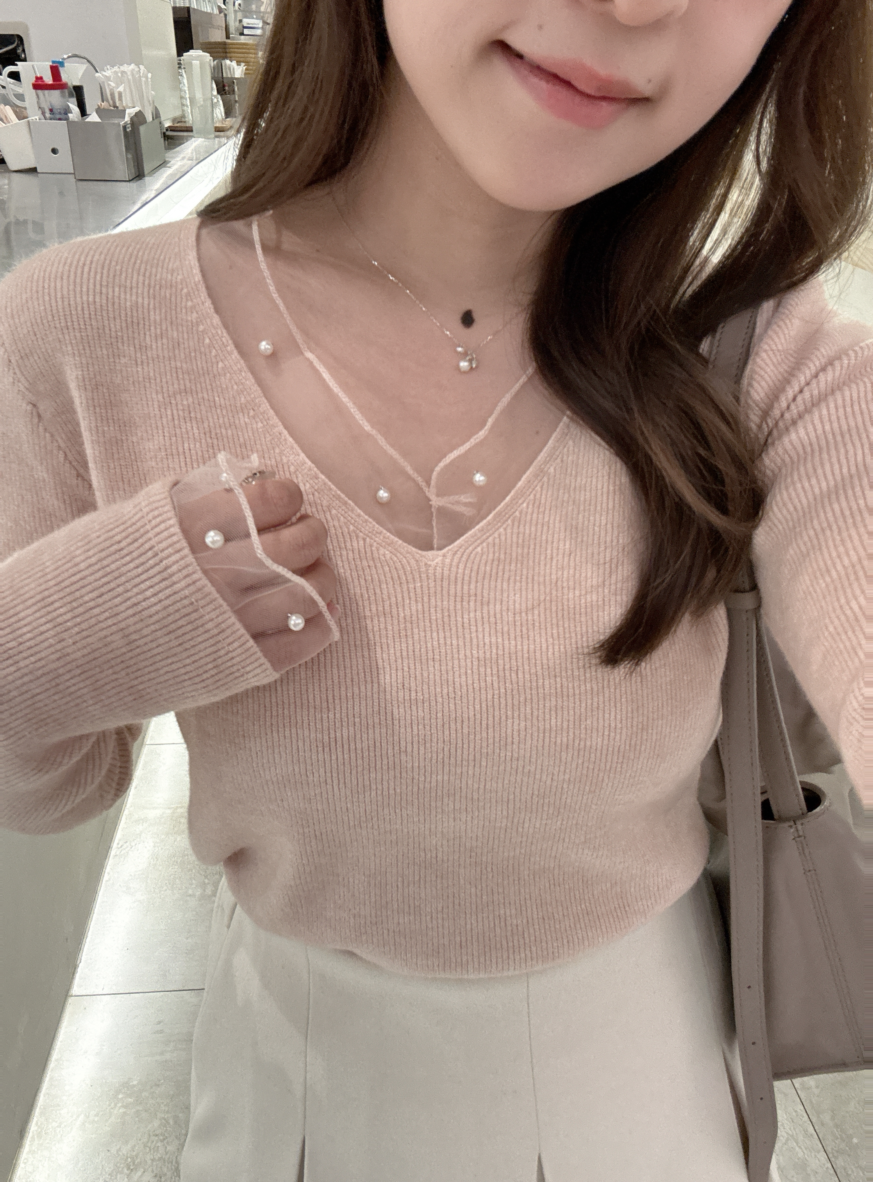 【直播追加款】喱士邊小珍珠針織上衣