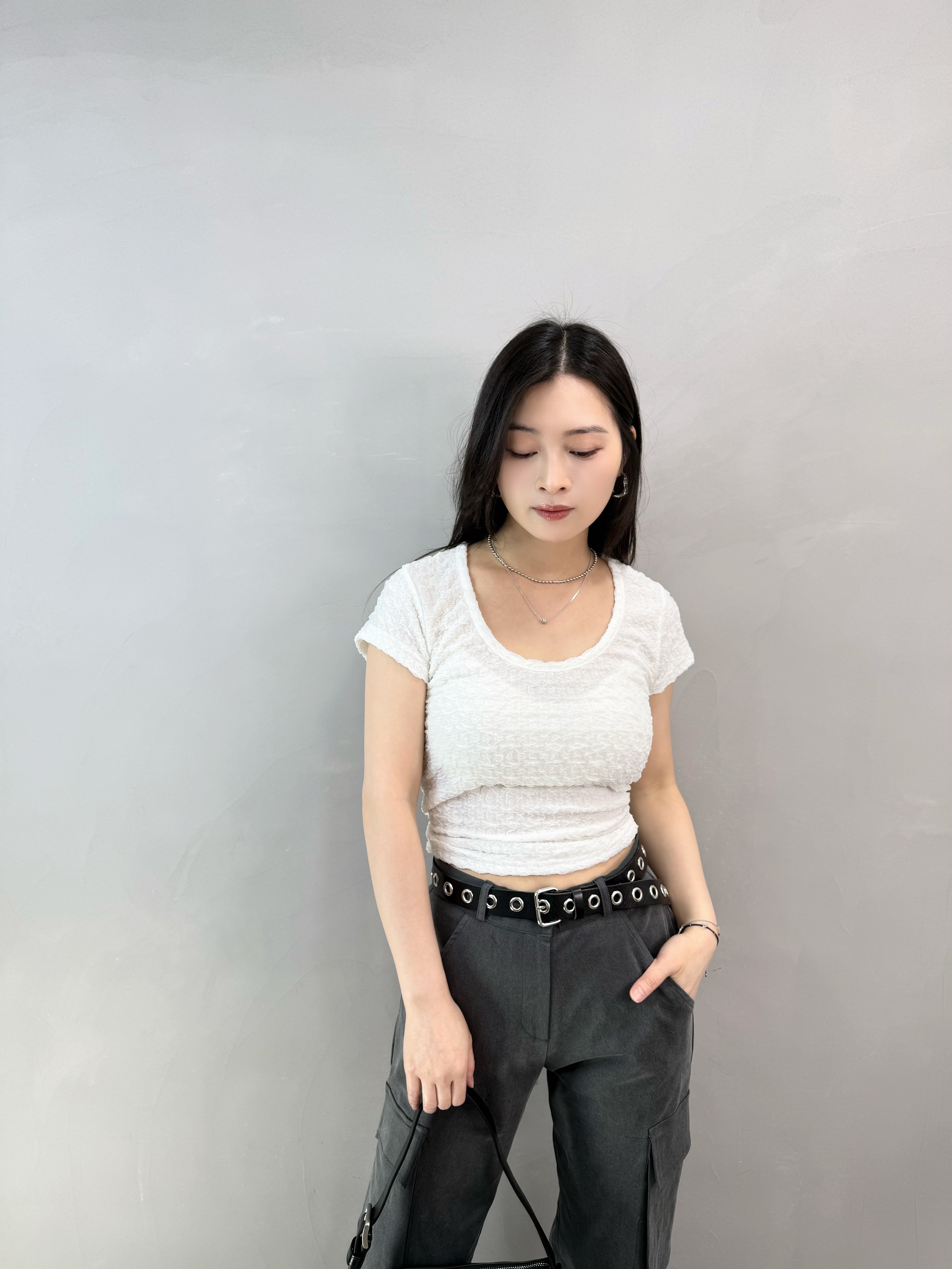 M65 後綁腰免燙料Top