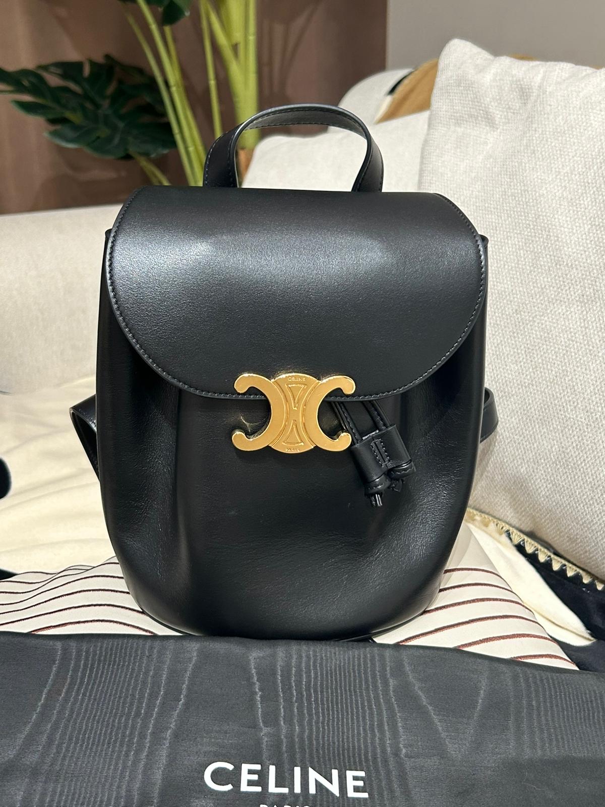 Celine Bonnie Backpack 黑色金扣 100%Authentic, 98%New ✅Dust bag