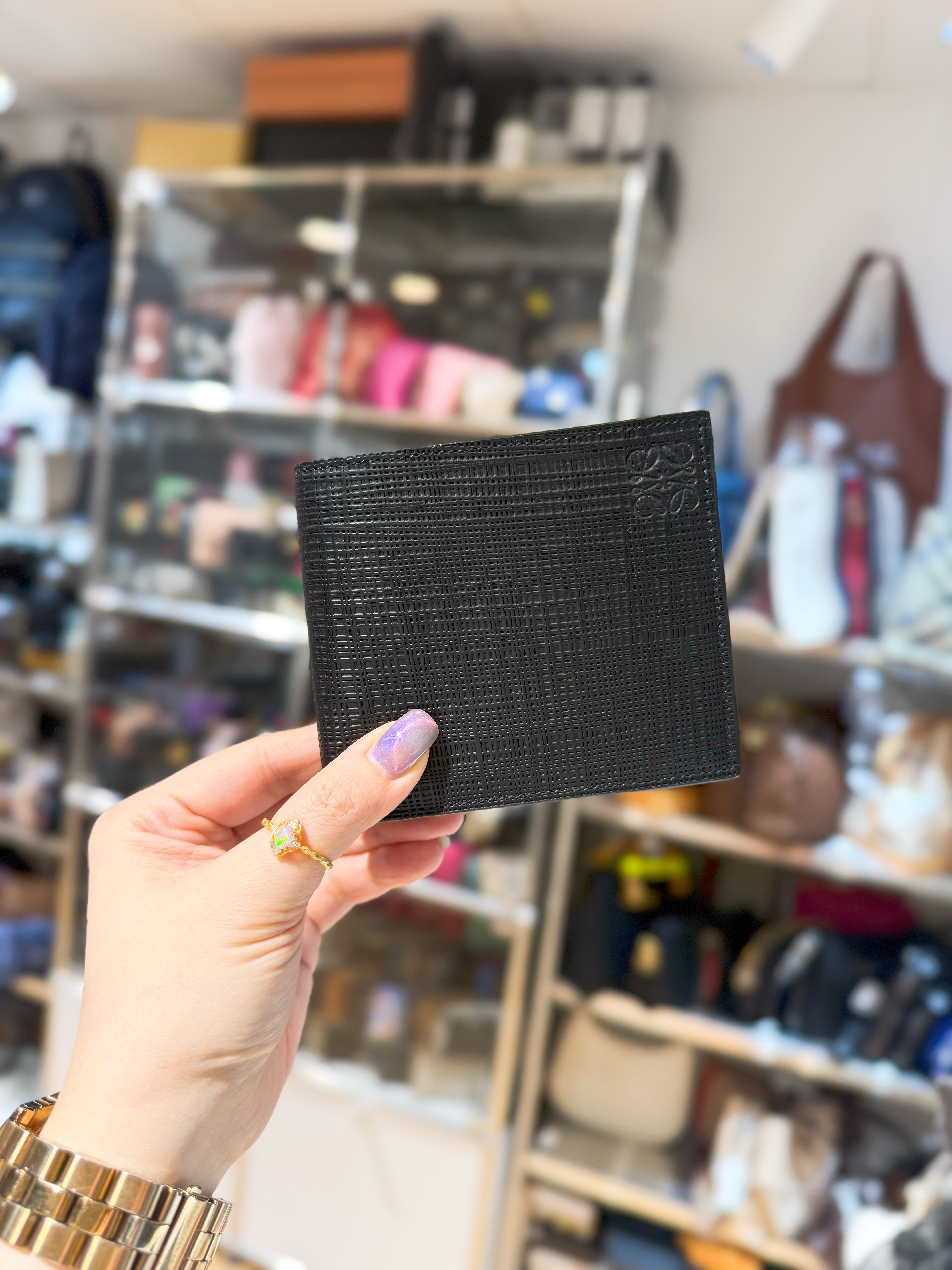 Loewe Linen bi fold wallet blk