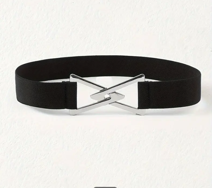 Stylish Triangle Buckle Belts Black Casual Elastic Waistband