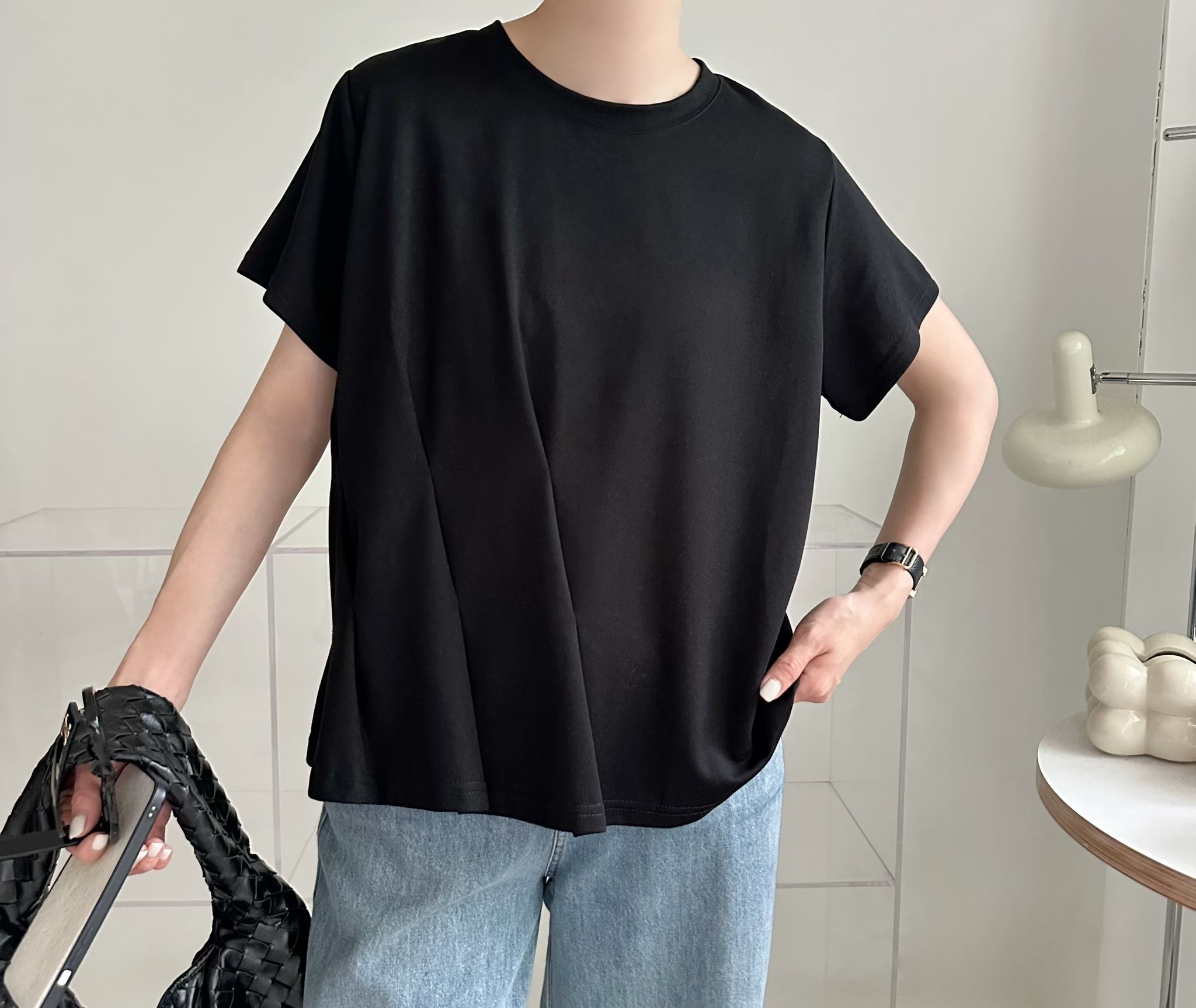 斜摺棉質top