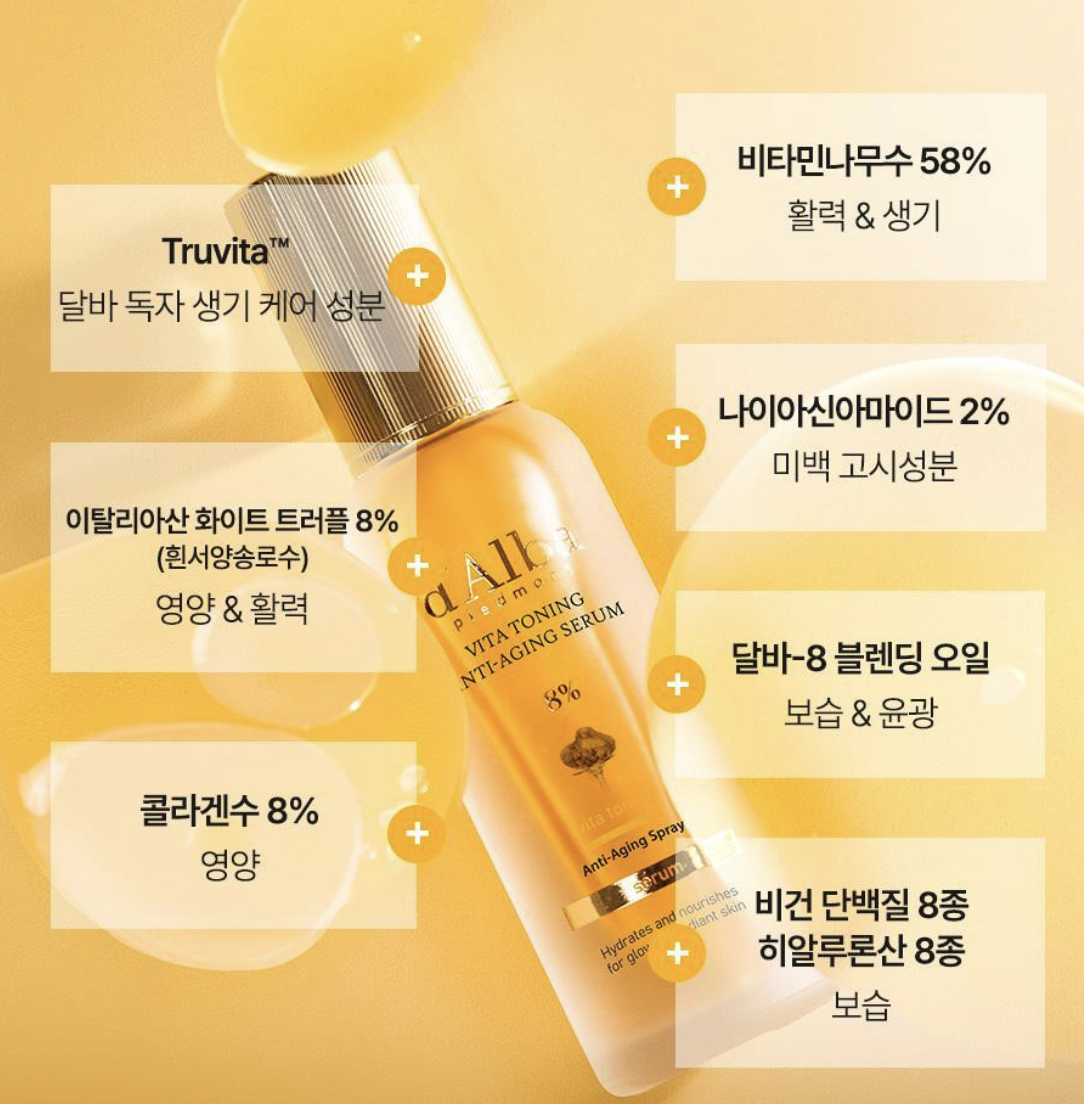 韓國 d’Alba 白松露 維他命 亮白抗老 精華噴霧 ｜Vita Toning Anti-Aging Spray Serum