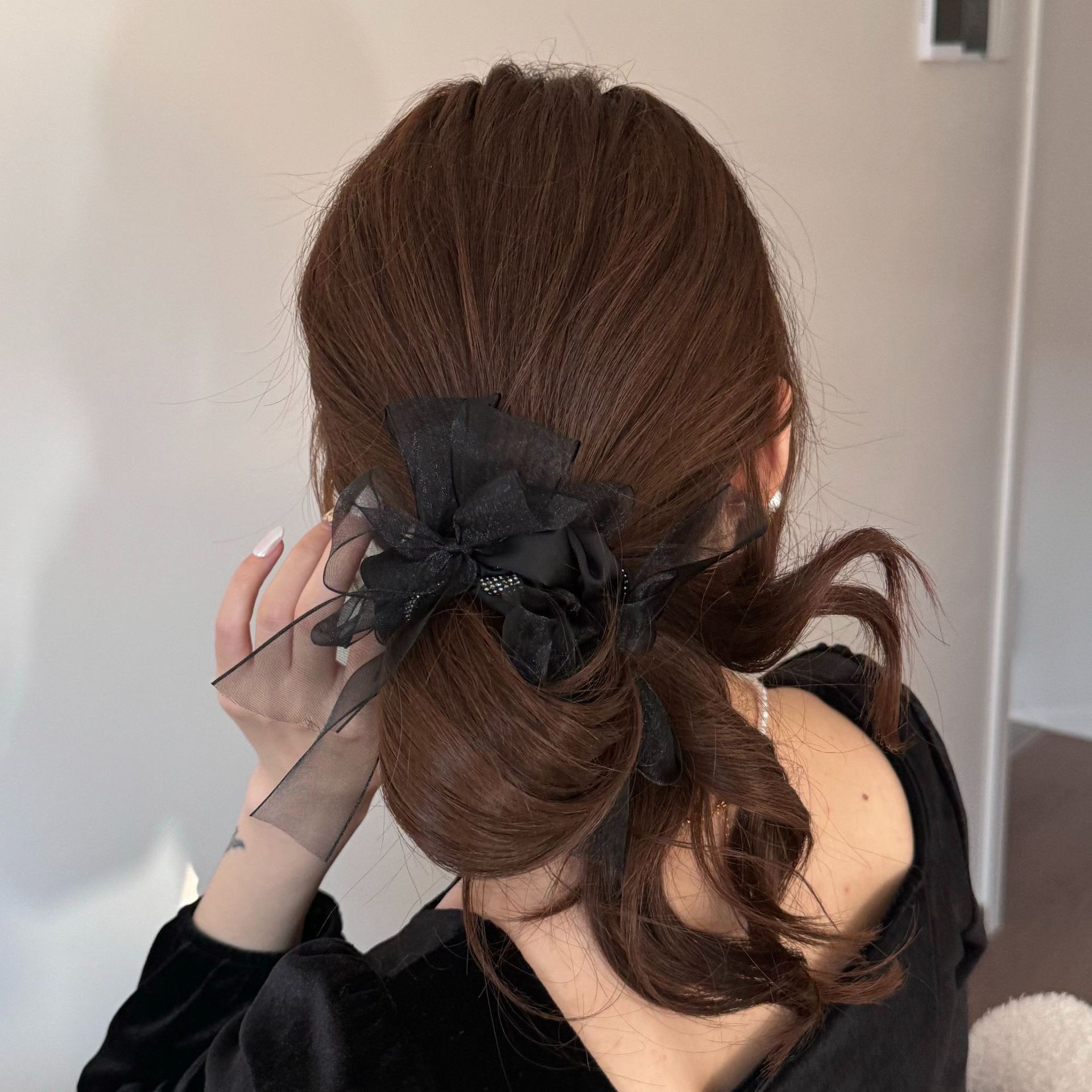 超仙蓬松网纱蝴蝶结发圈