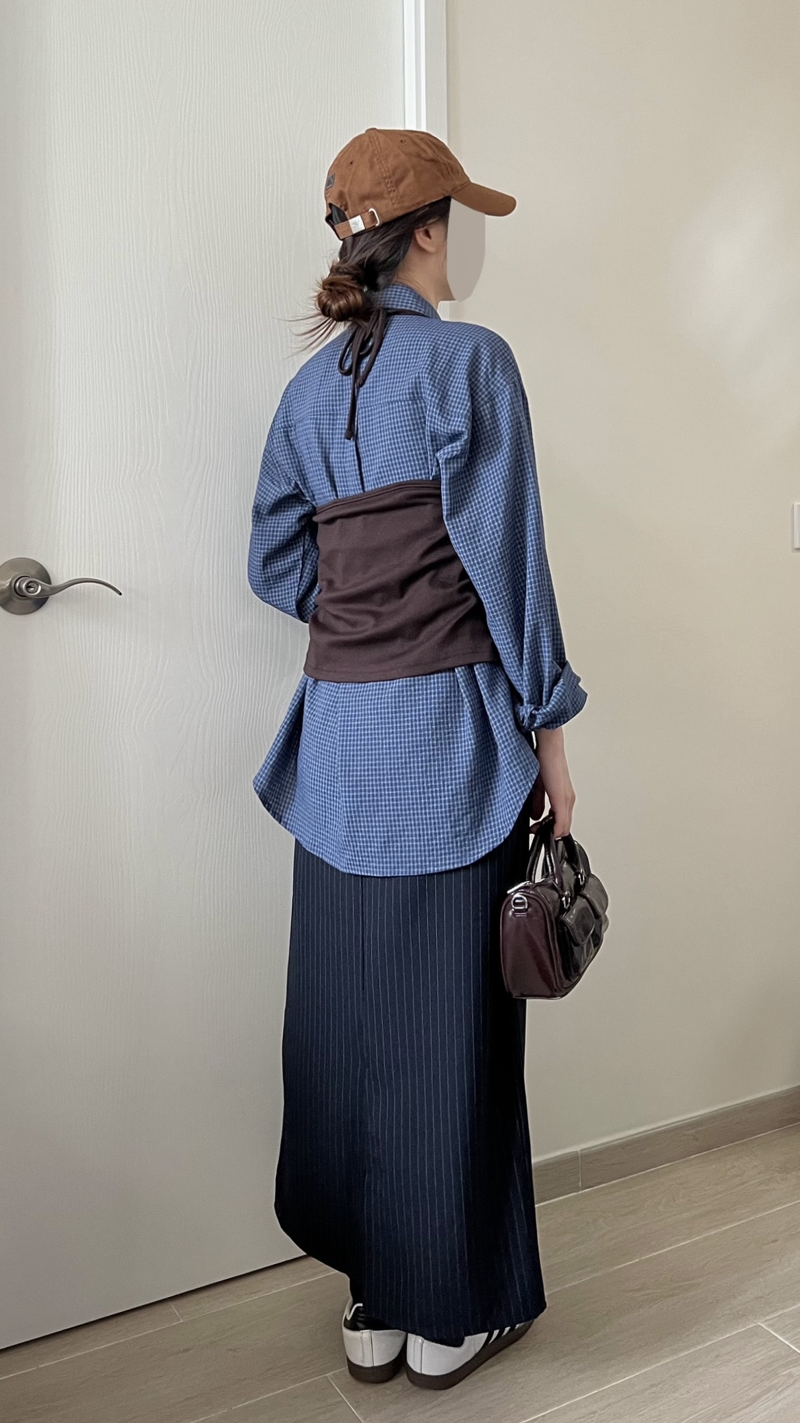 細骨架女孩直條紋西裙 現貨