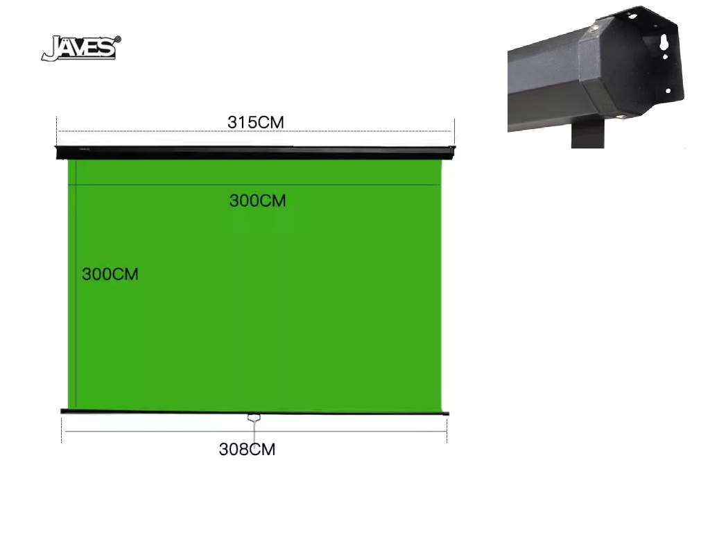 JAVES 315cm(W) X 308cm(H) Wall / Ceiling Mount Chroma Green Screen Background 直播專用掛牆式綠色背景屏幕