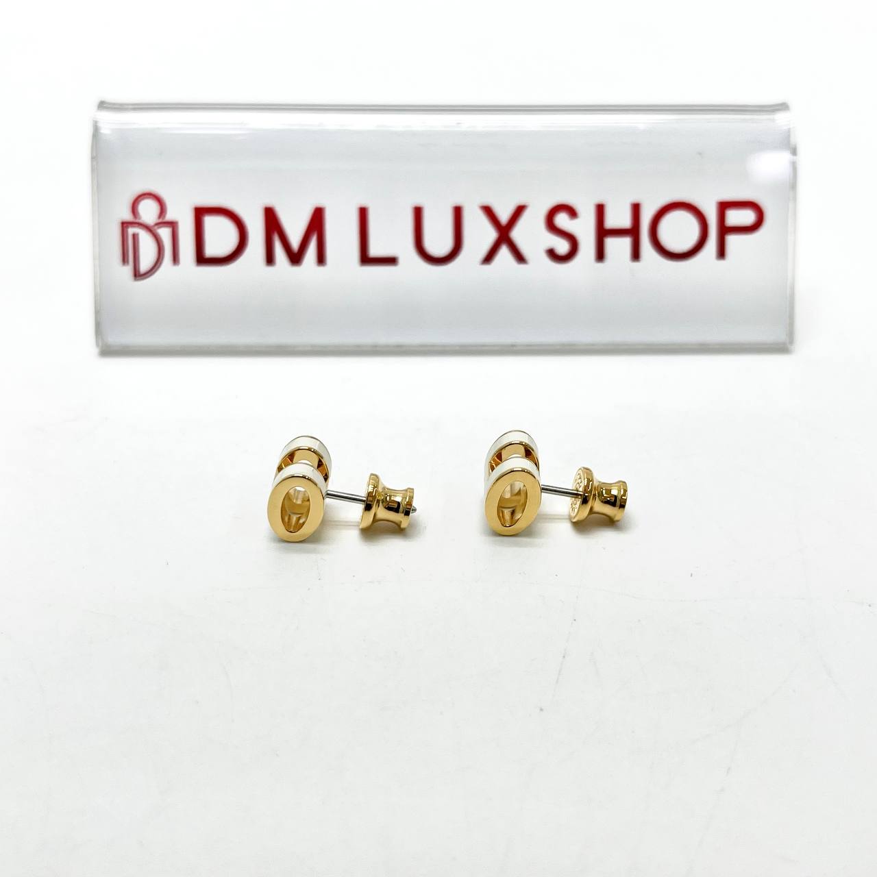 Hermes Mini Pop H White Earrings GHW