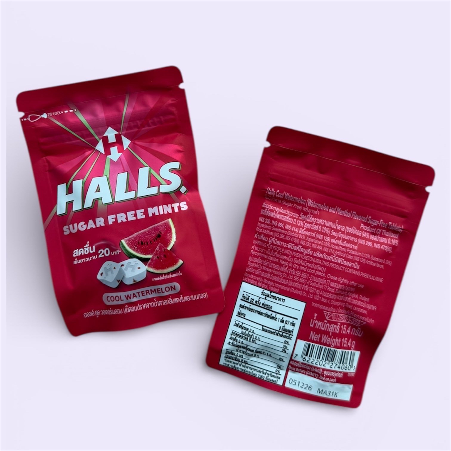 ［寄賣包平郵］泰國Halls西瓜味薄荷糖 15.4g