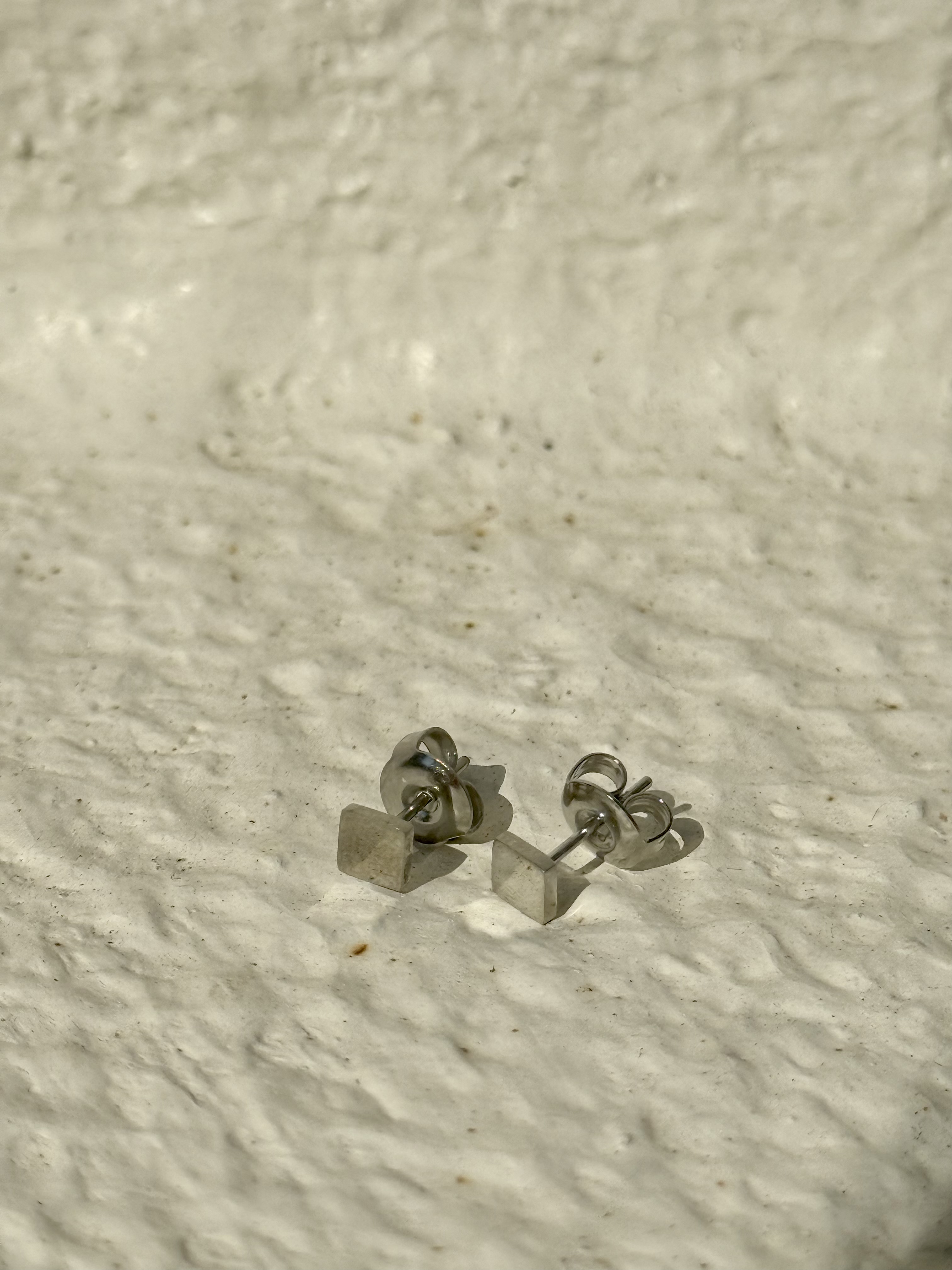 Sliver square stainless earring