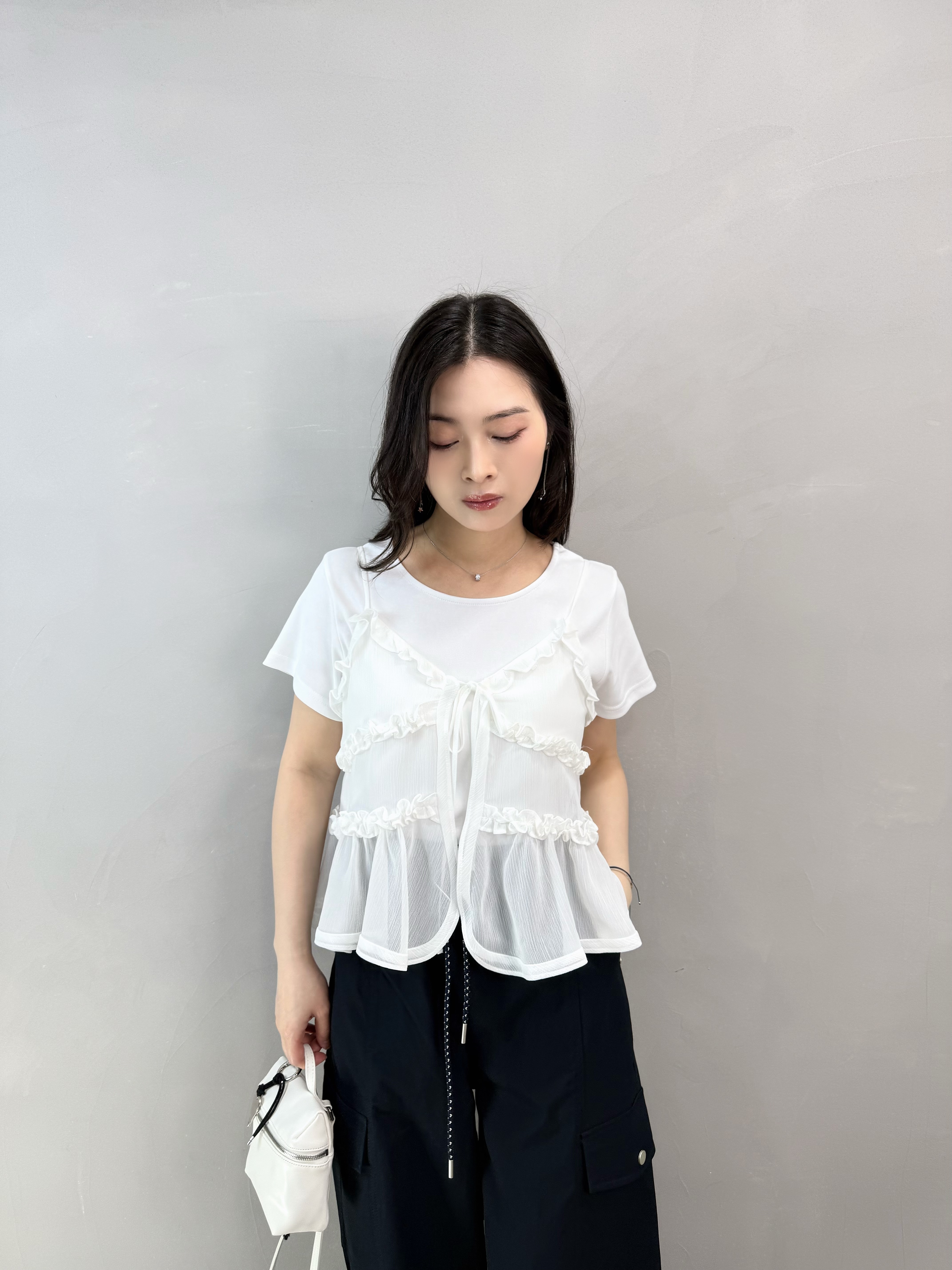 L66 ruffle 雪紡吊帶