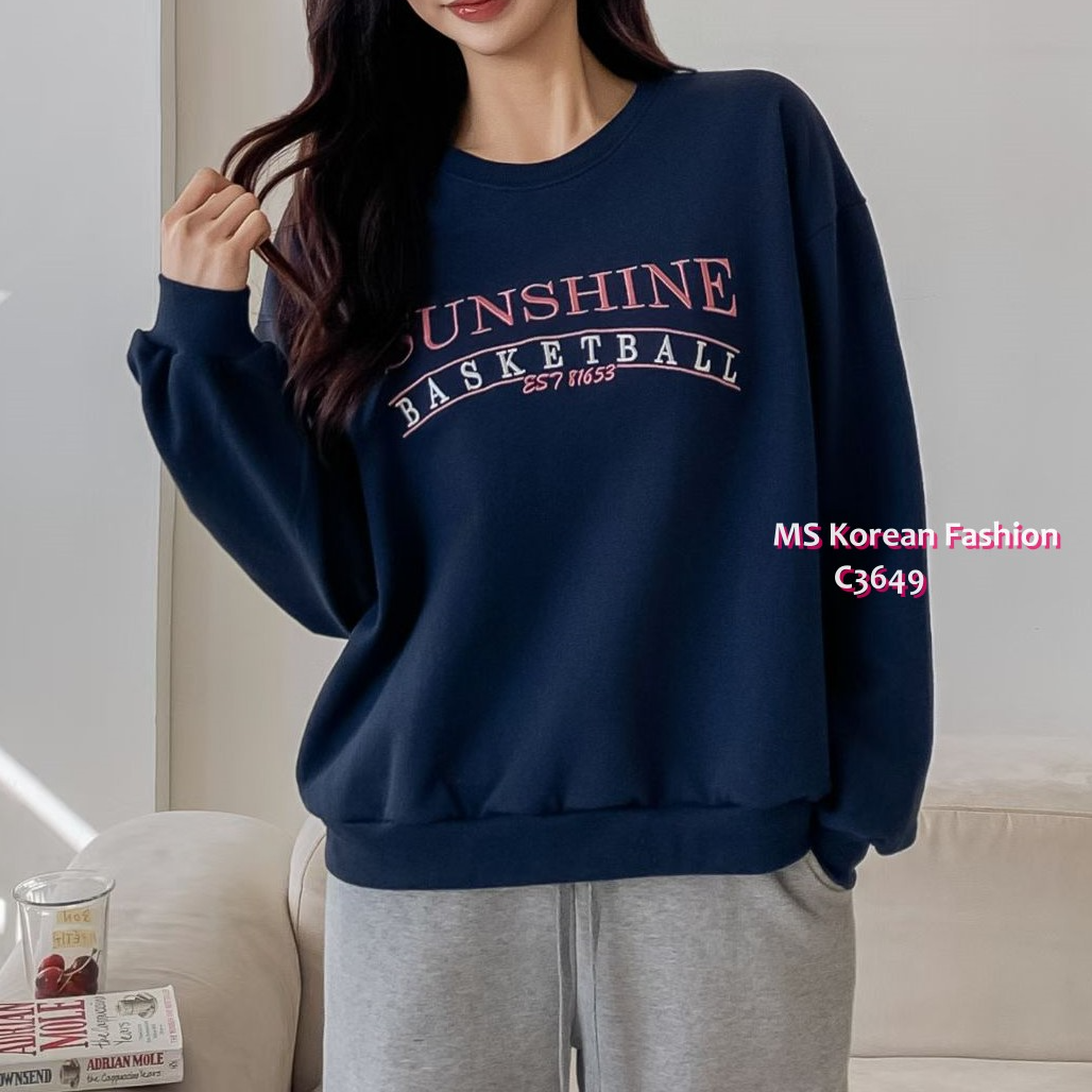 C3649 韓國🇰🇷拼色字母print衛衣