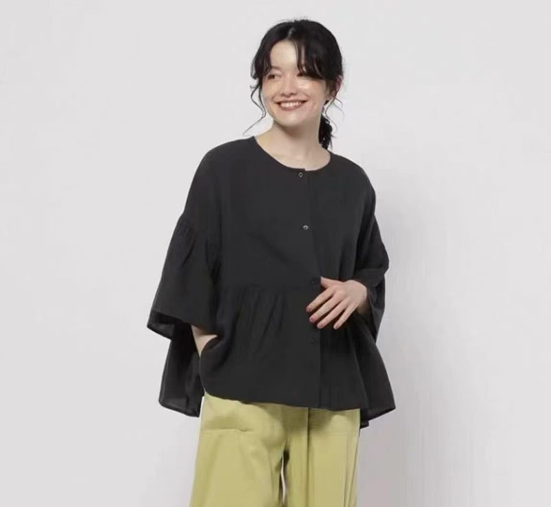 0510 nikoand 正反雙面著亞麻蝙蝠袖襯衫 6月中