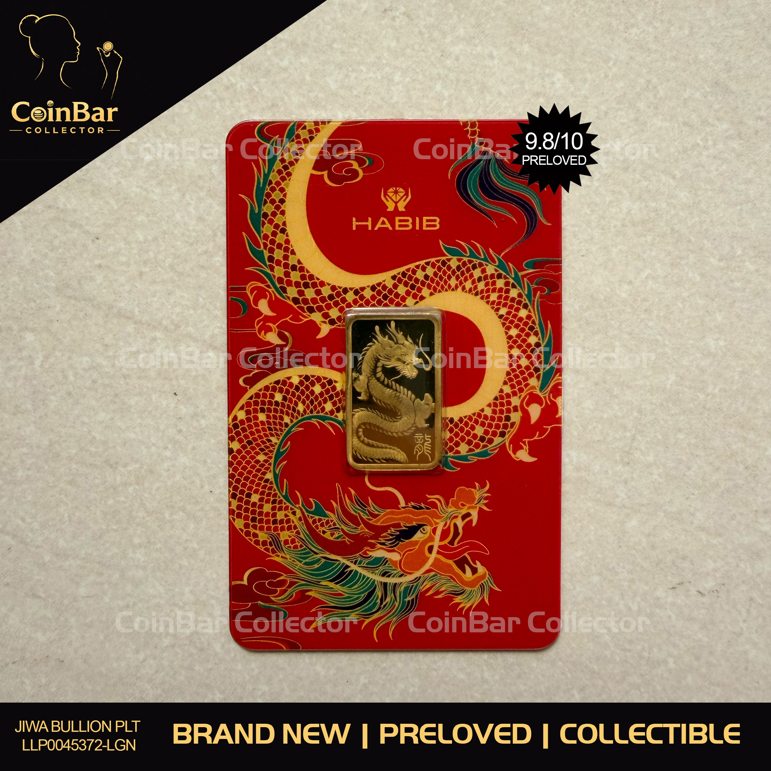 (Nice SN:93) HABIB 2024 Lunar Dragon 5g LBMA Fine Gold Bar Emas 999.9 生肖龙