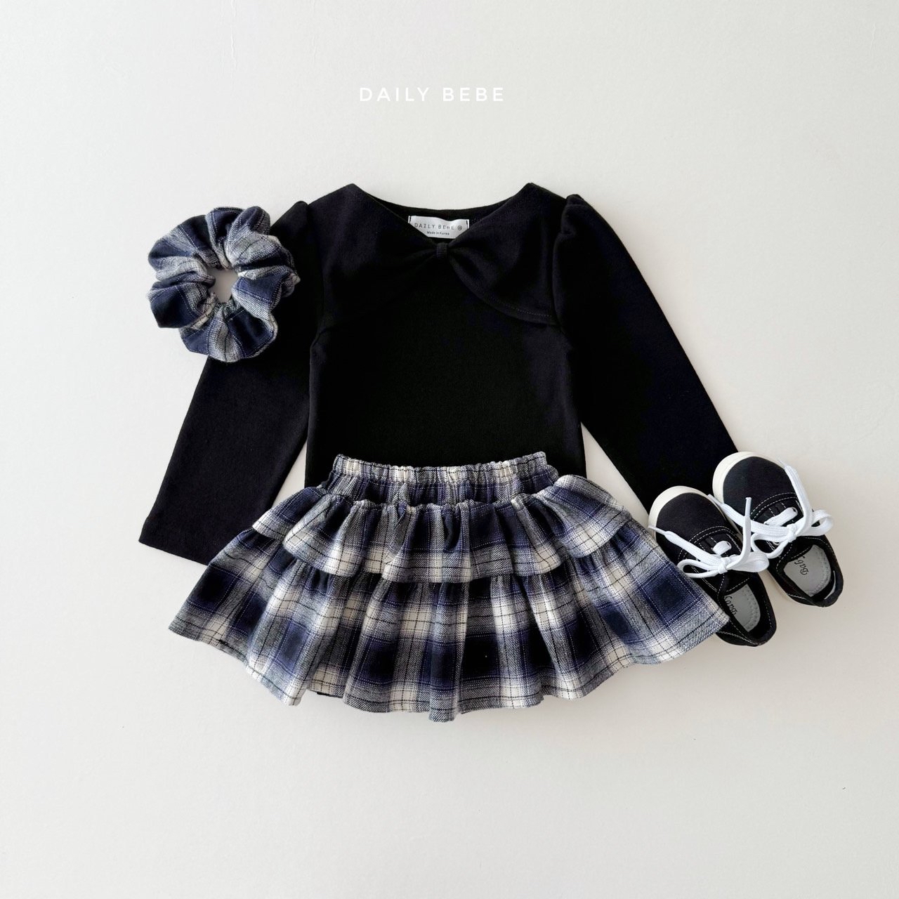 Dailybebe | Check skirt (Navy L100-110)