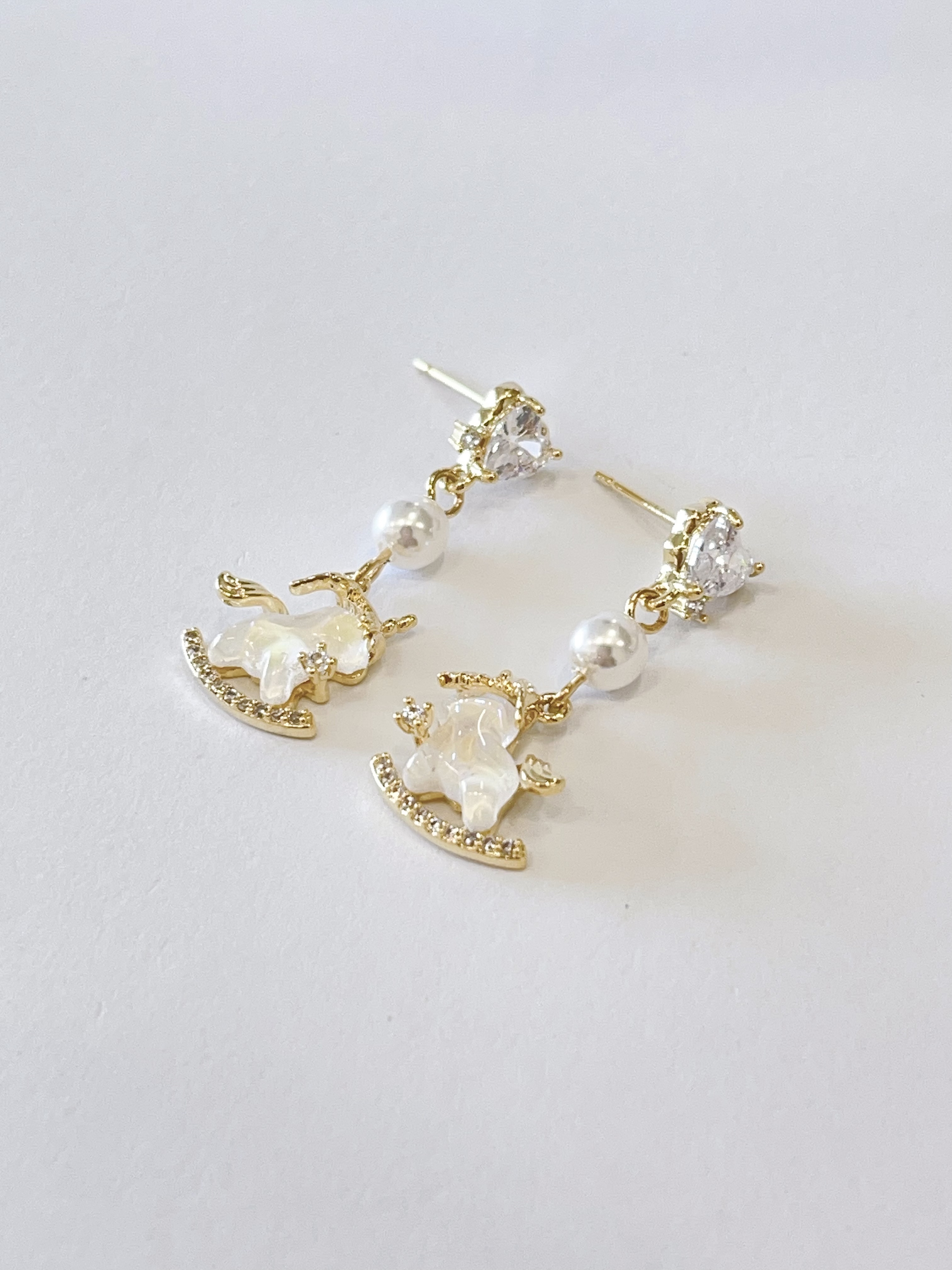 甜美珍珠个性独角兽耳坠耳环                                                   