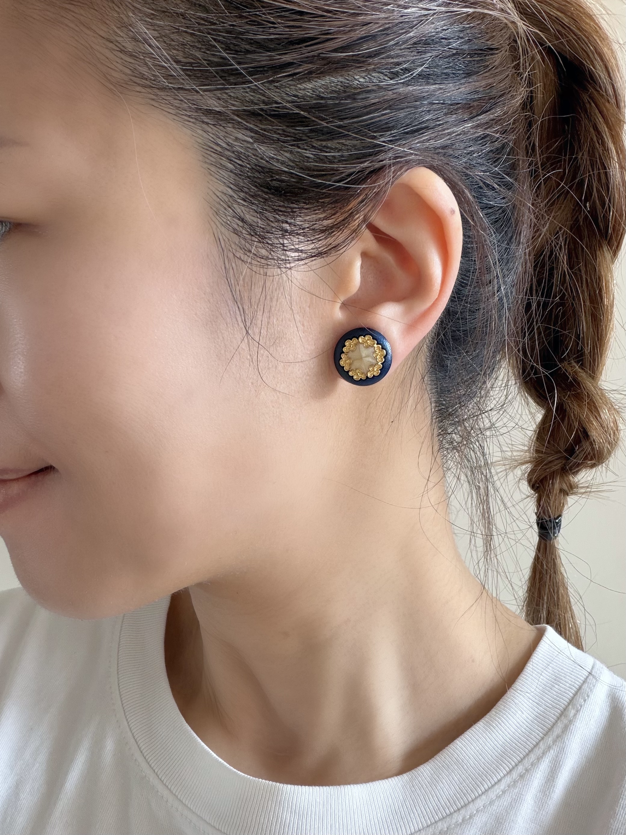 日本Vintage鈕扣耳環