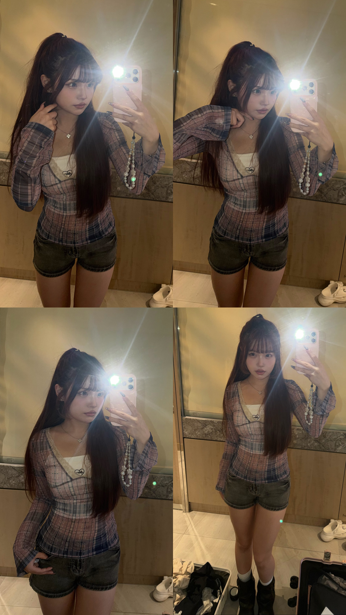 (店主大推❤️‍🔥）韓國少性感透薄格仔Lacy 邊邊 Top