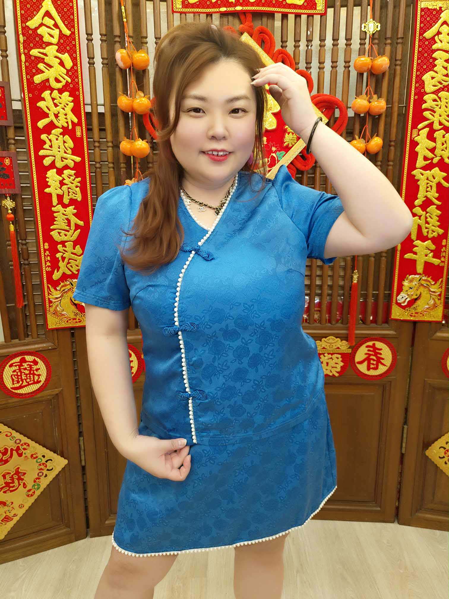 NFC04 BE#281978 缎面暗花旗袍套装