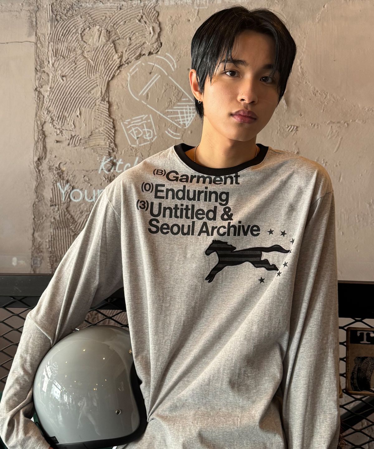 🇰🇷訂購｜UNTITLED 26SS｜Striped Applique Unicorn Long Sleeve 2色 