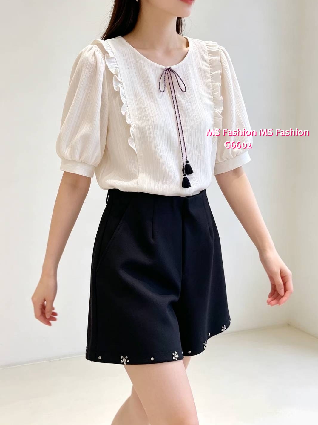 G6602 靚料肩ruffle top
