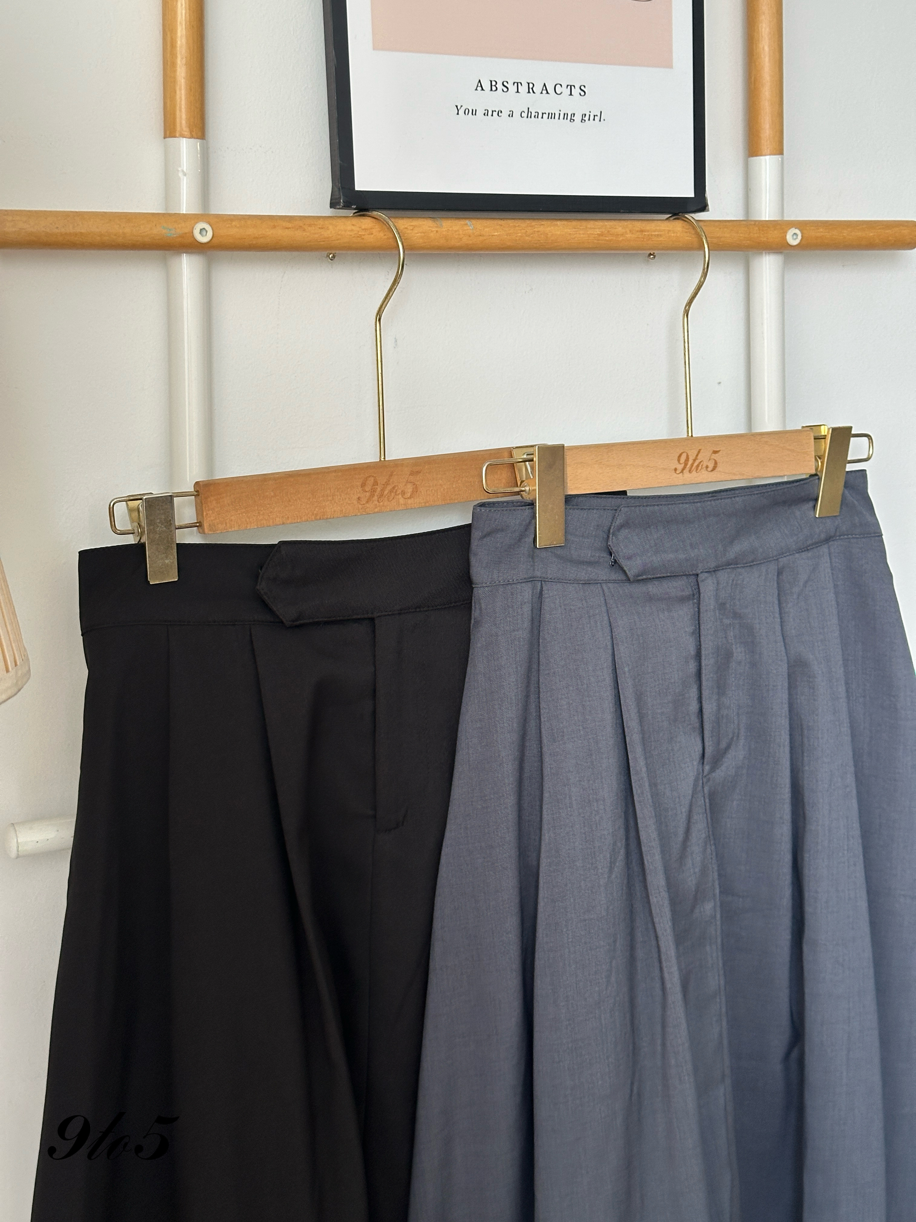 S1795 A Line Long Skirt - Black & Grey