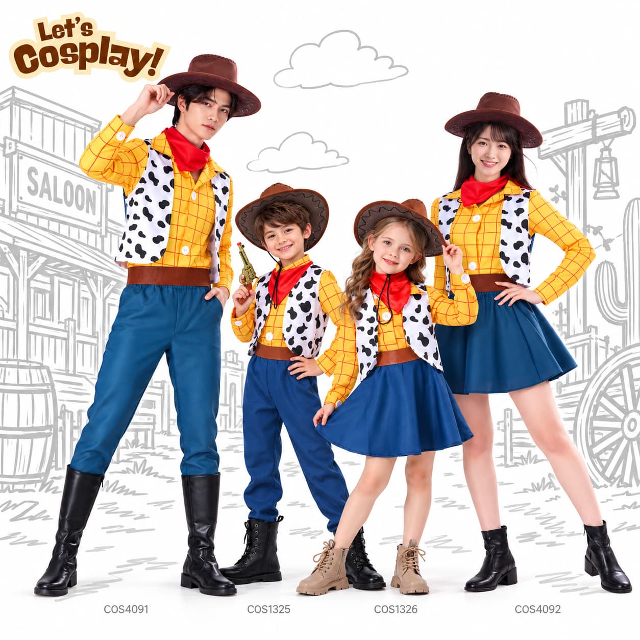 Toy Story反斗奇兵胡迪Woody成人牛仔角色扮演6件套｜香港現貨｜Lets Cosplay COS4091