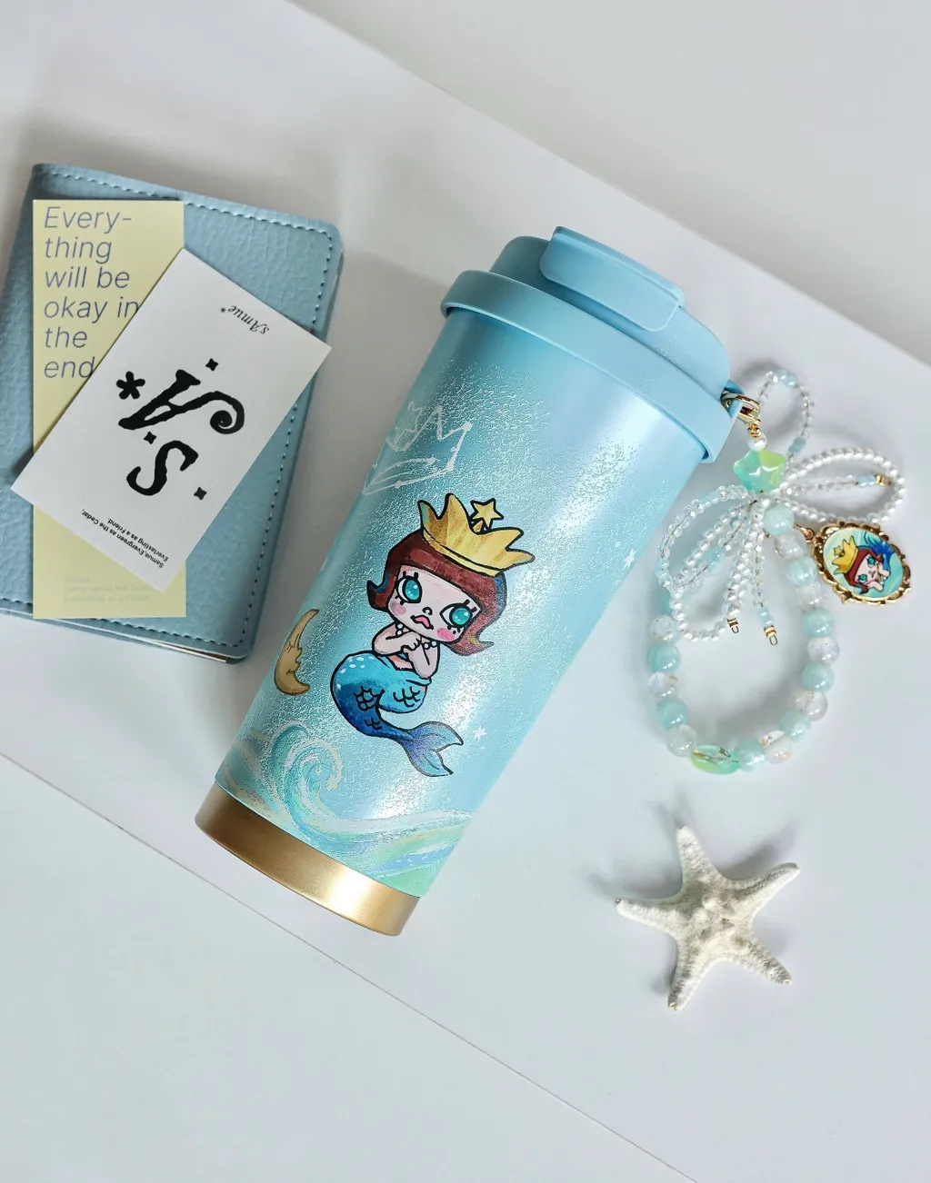 Starbucks中國限定 X Popmart   Molly海洋不鏽鋼杯 510ml