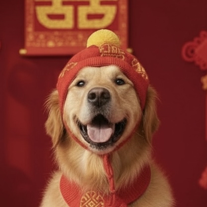 C909R 賀年冷帽 - 紅色配黃毛球 New Year cold hat - red with yellow fur ball