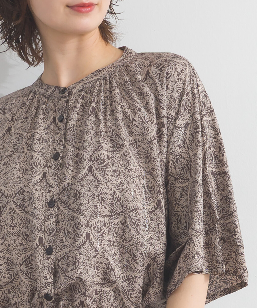 LP - 植物圖案鈕扣襯衫 (木碳色)