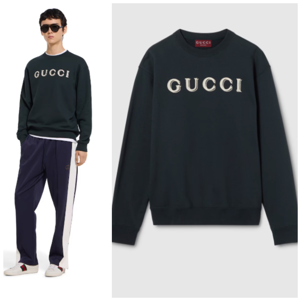GUCCI 字母標刺繡圓領衛衣