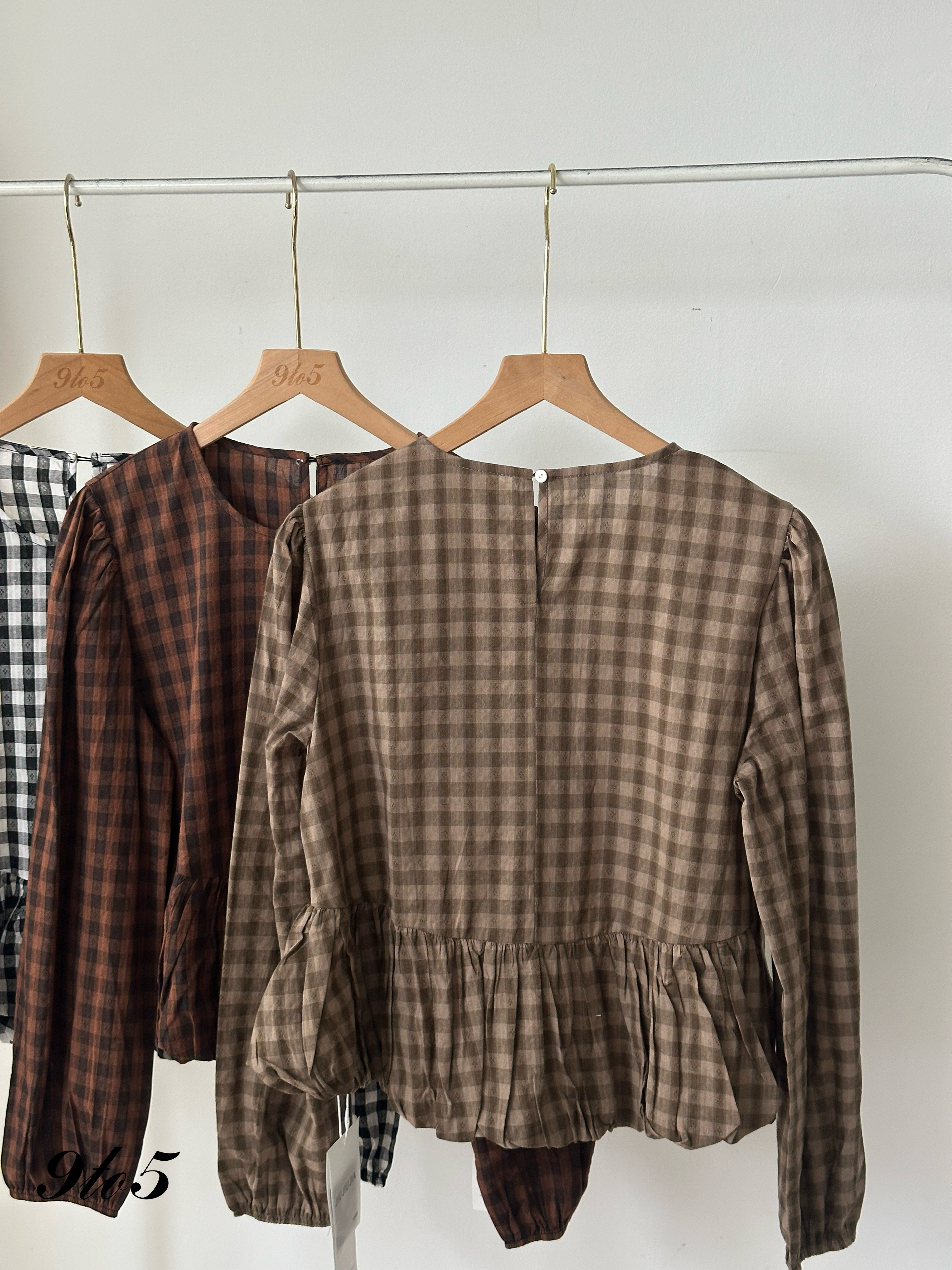 T4004 Checkered Peplum Top - 3 Colors