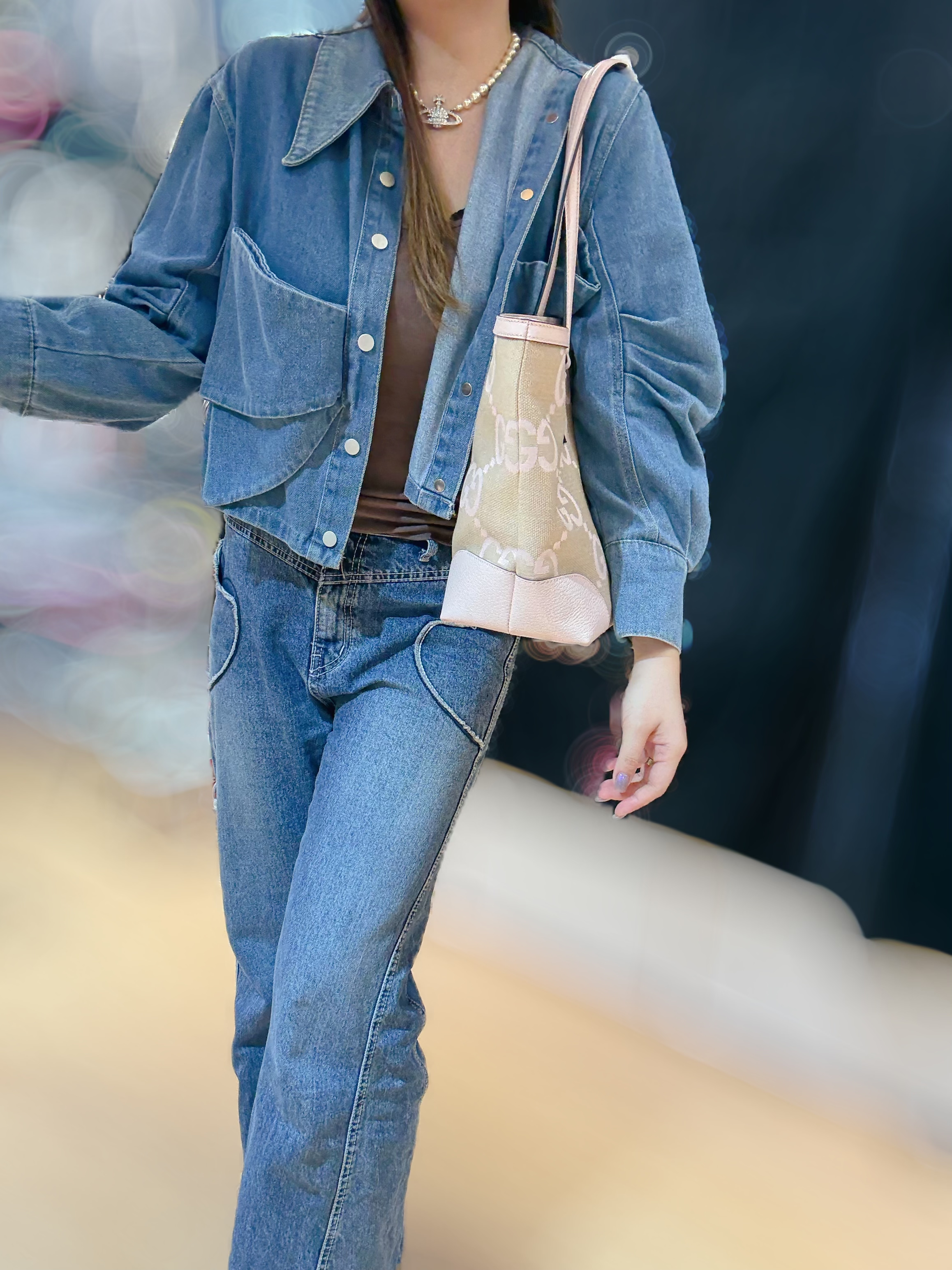 Gucci Ophidia jumbo GG tote pink